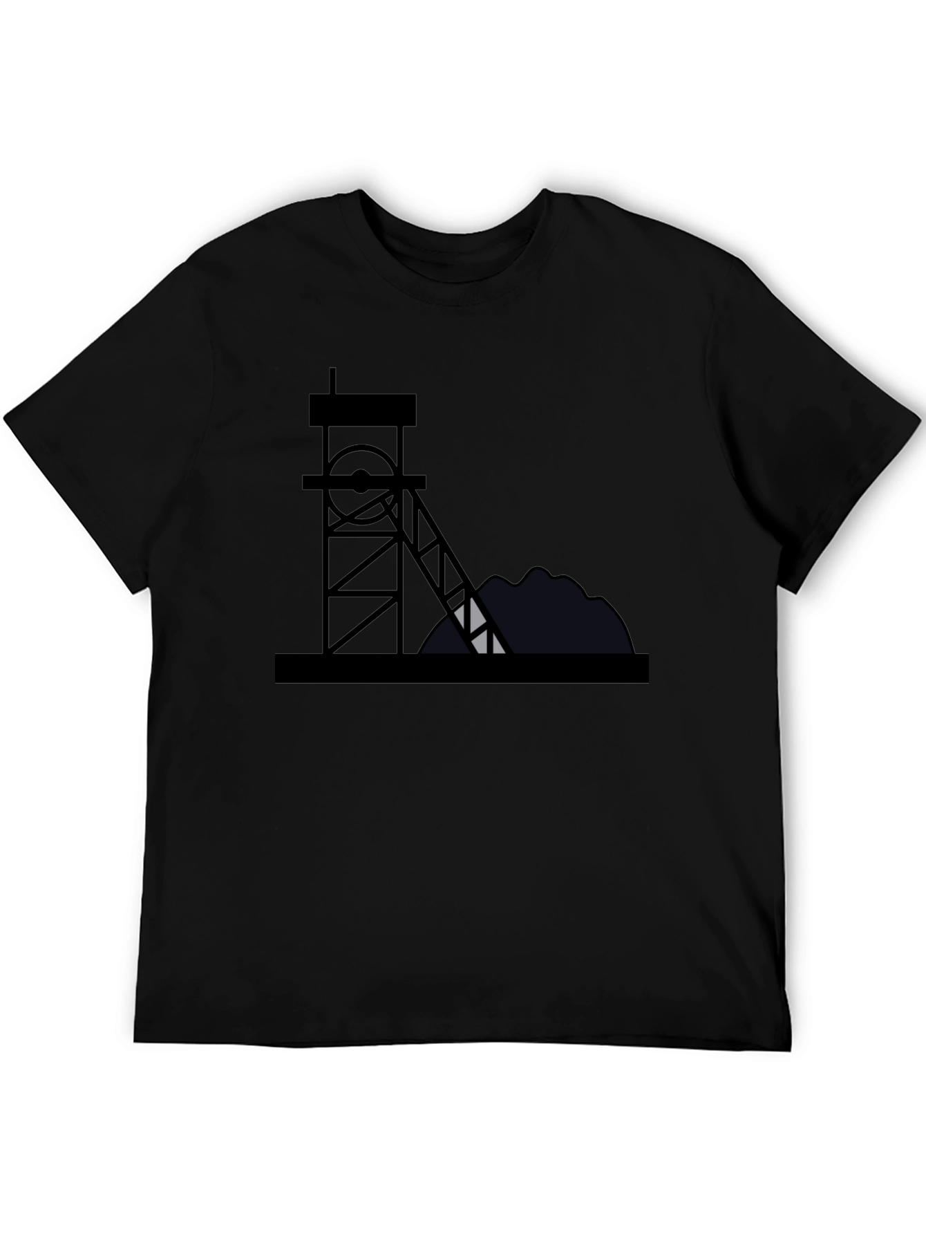 Mining Rig Graphic Tee - Black Cotton Shirt