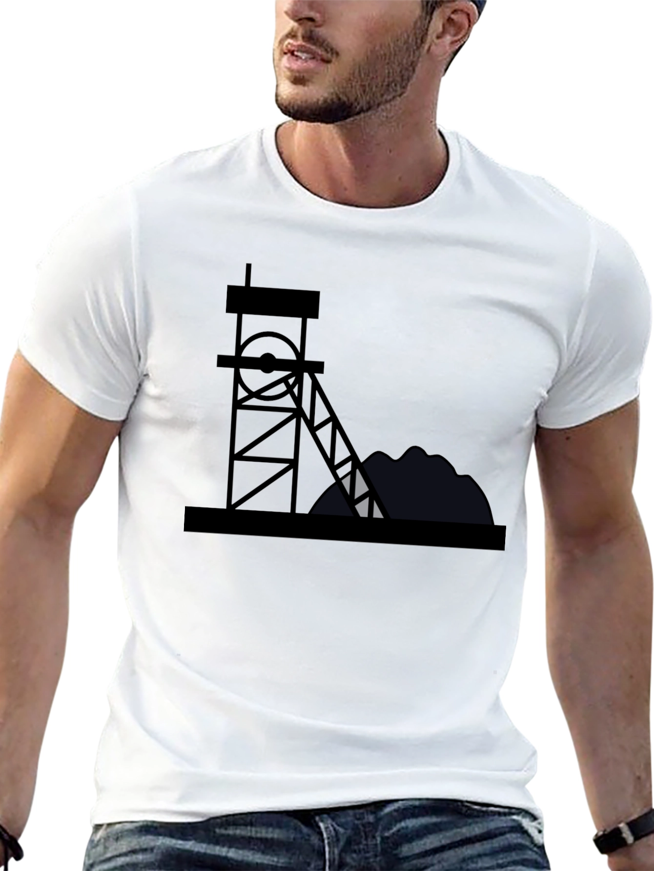 Mining Rig Graphic Tee - Black Cotton Shirt