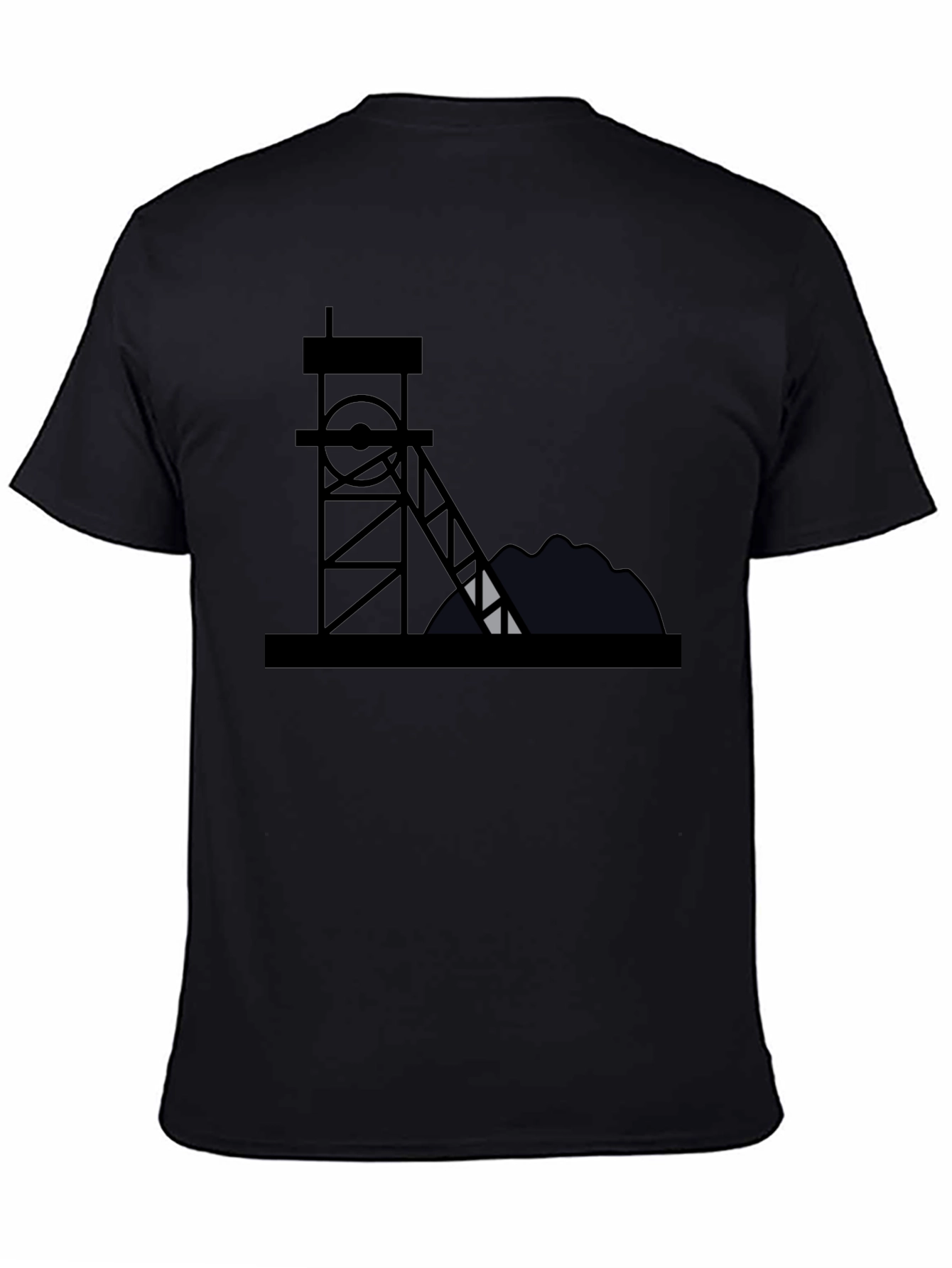 Mining Rig Graphic Tee - Black Cotton Shirt