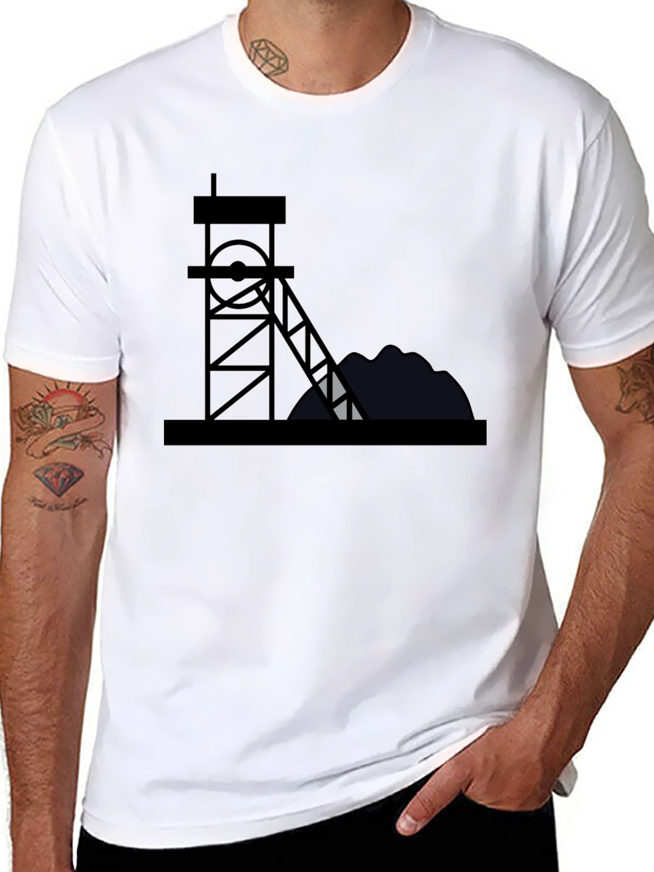 Mining Rig Graphic Tee - Black Cotton Shirt