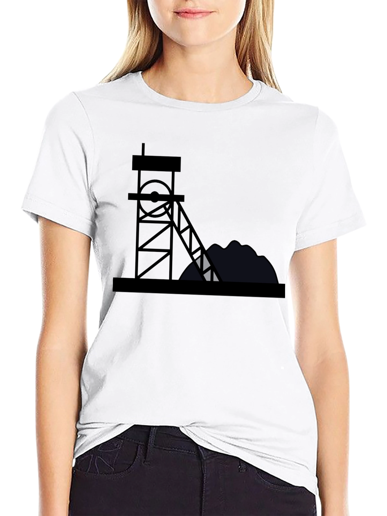 Mining Rig Graphic Tee - Black Cotton Shirt