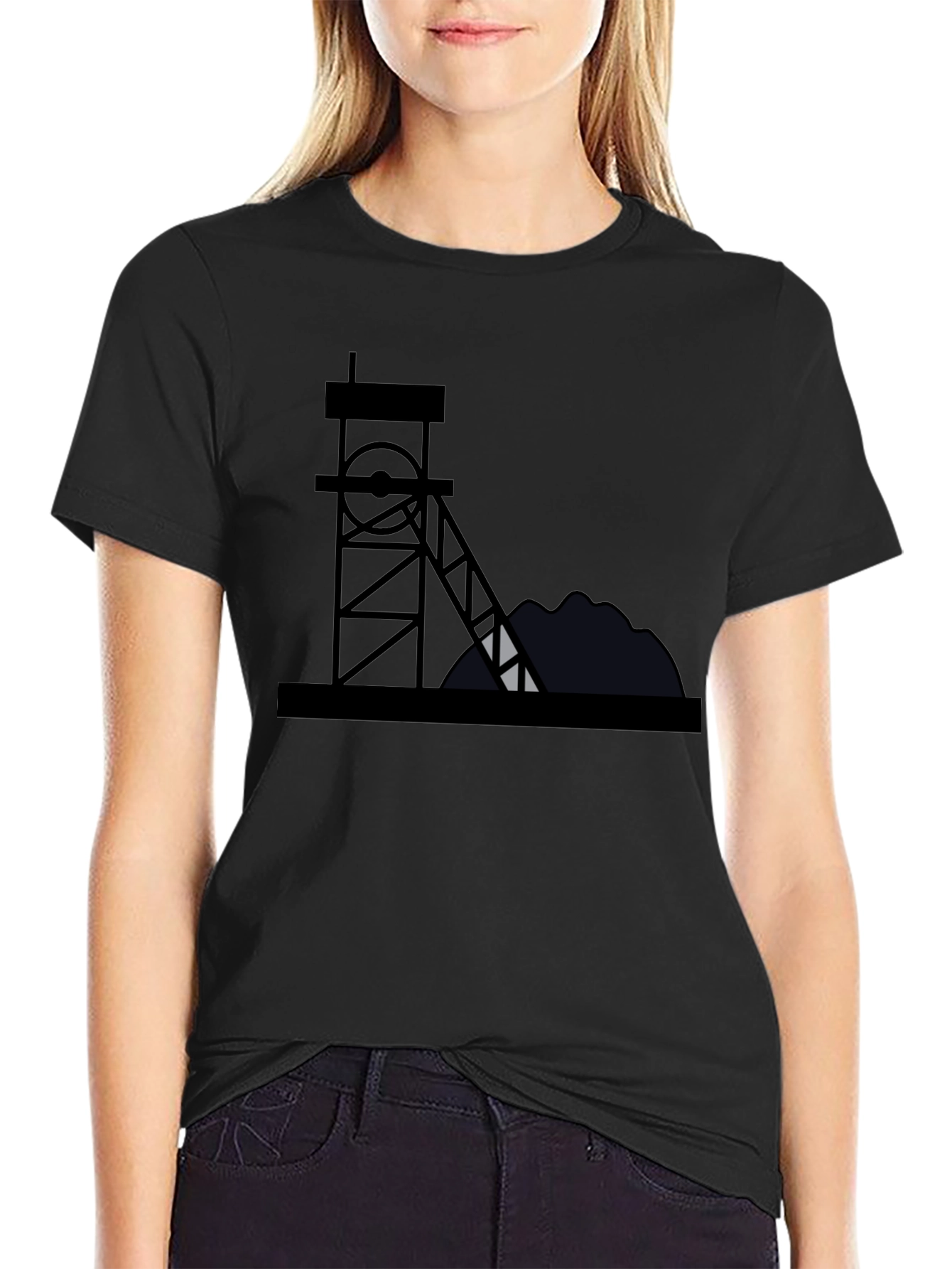 Mining Rig Graphic Tee - Black Cotton Shirt