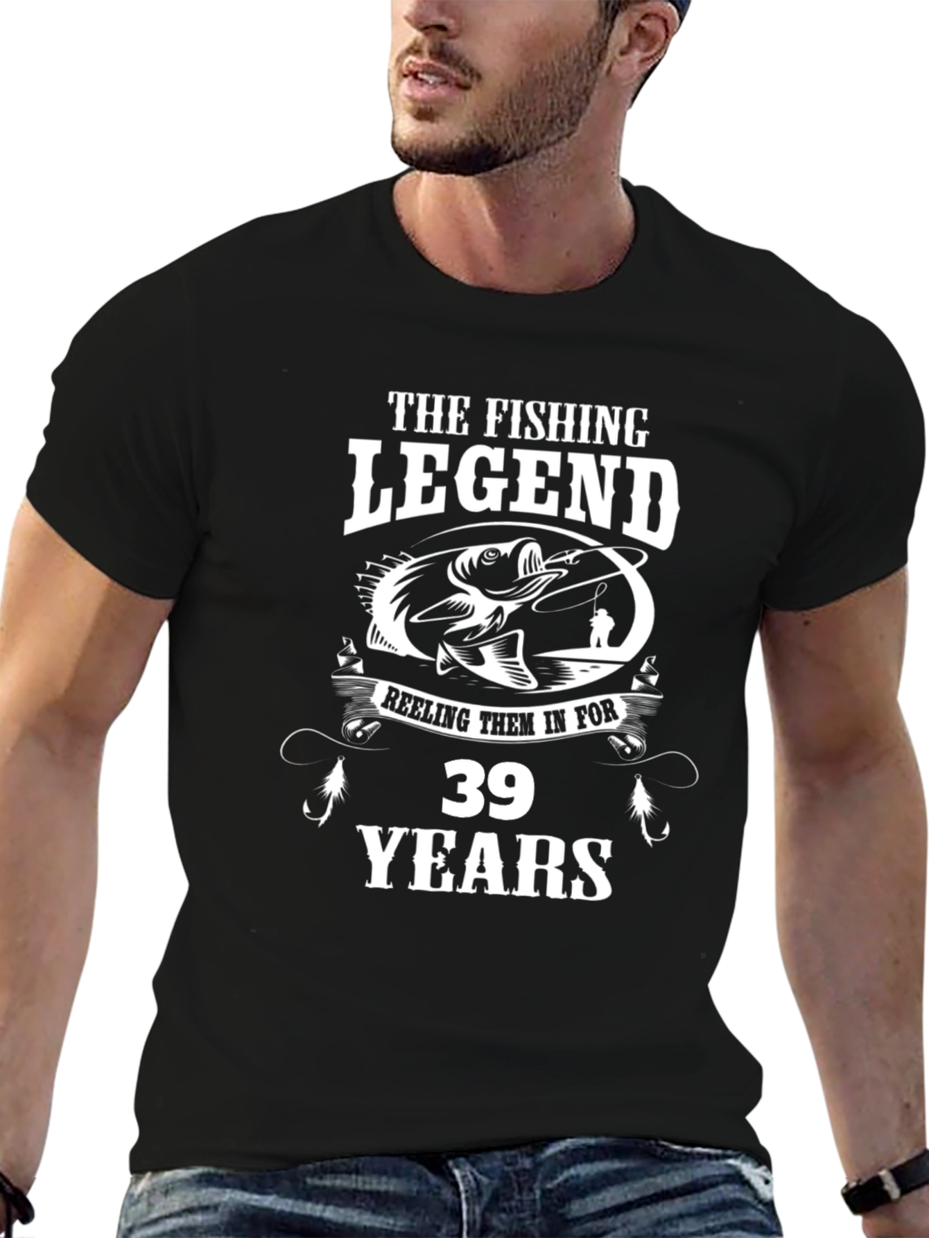 Fishing Legend 39 Years Black Graphic Tee