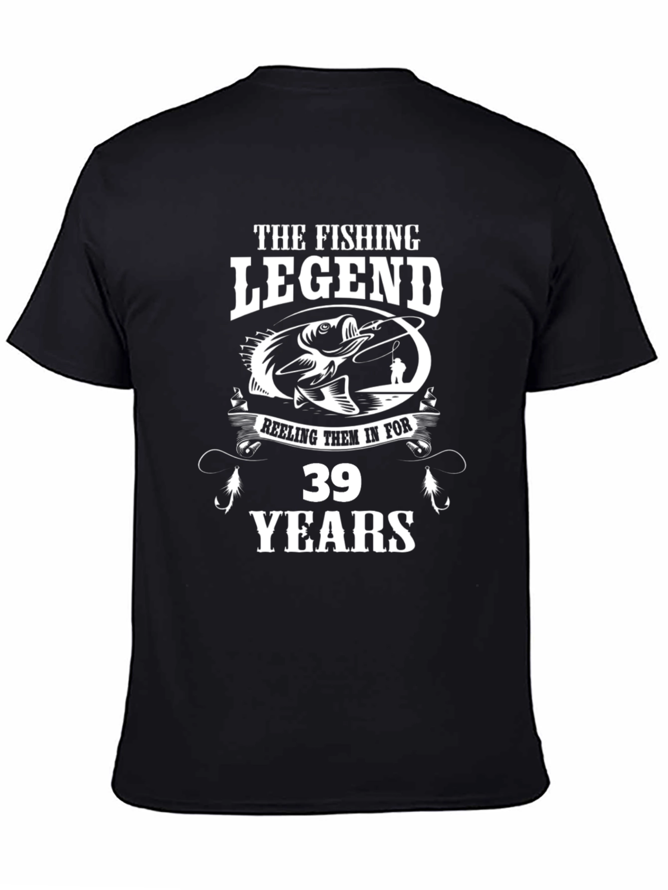 Fishing Legend 39 Years Black Graphic Tee