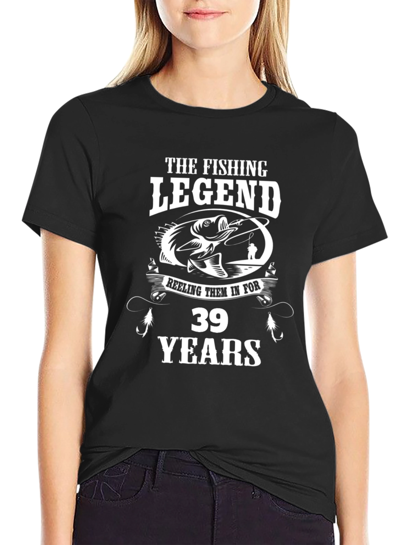 Fishing Legend 39 Years Black Graphic Tee