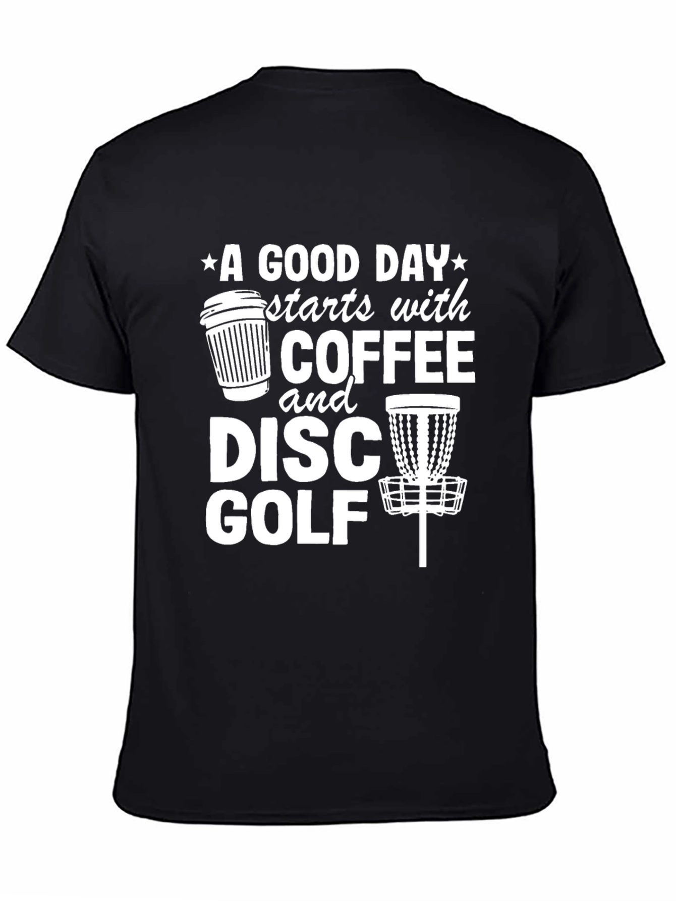 Coffee & Disc Golf T-Shirt | Black Graphic Tee