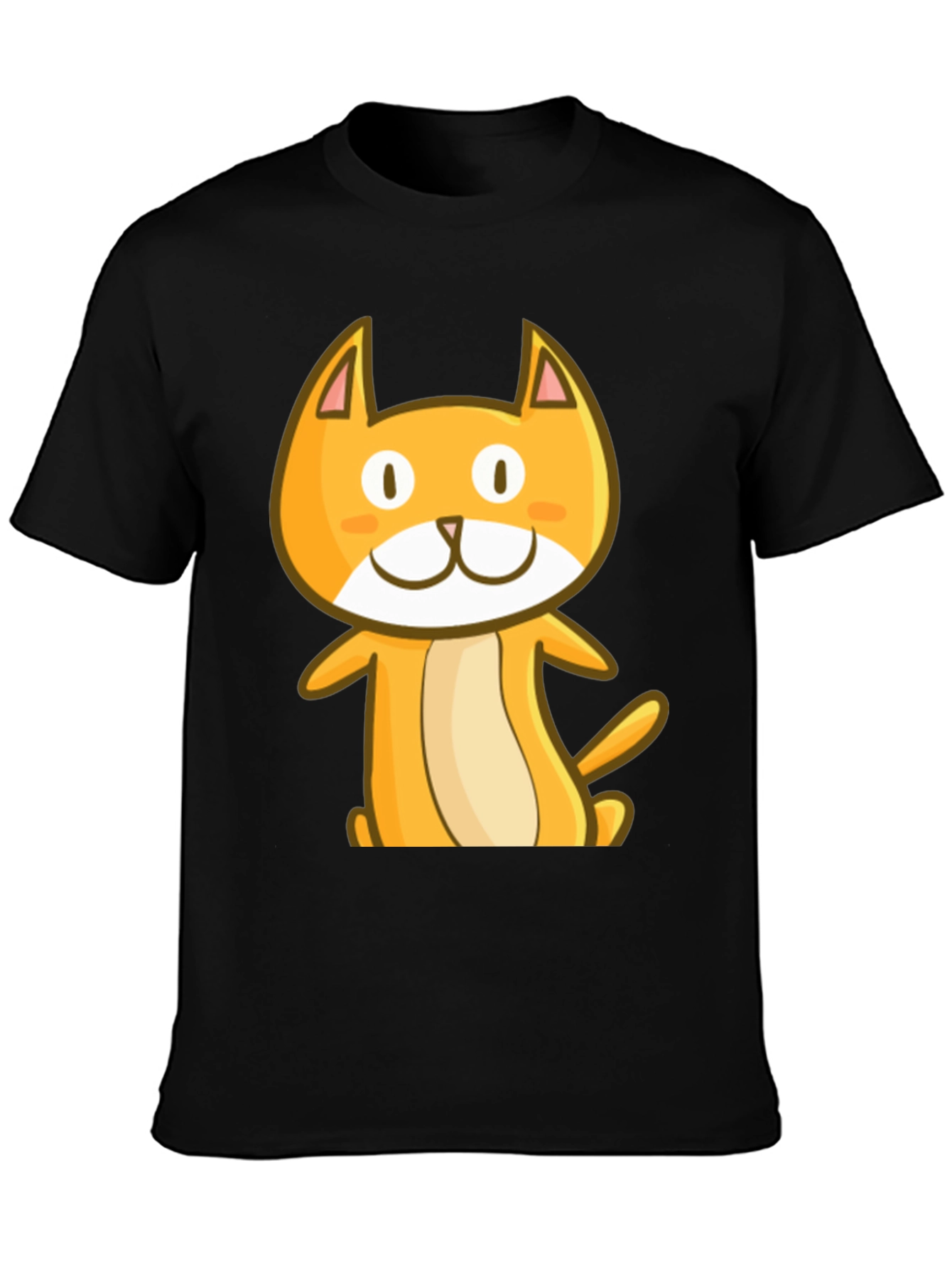 Cute Cartoon Cat Black T-Shirt