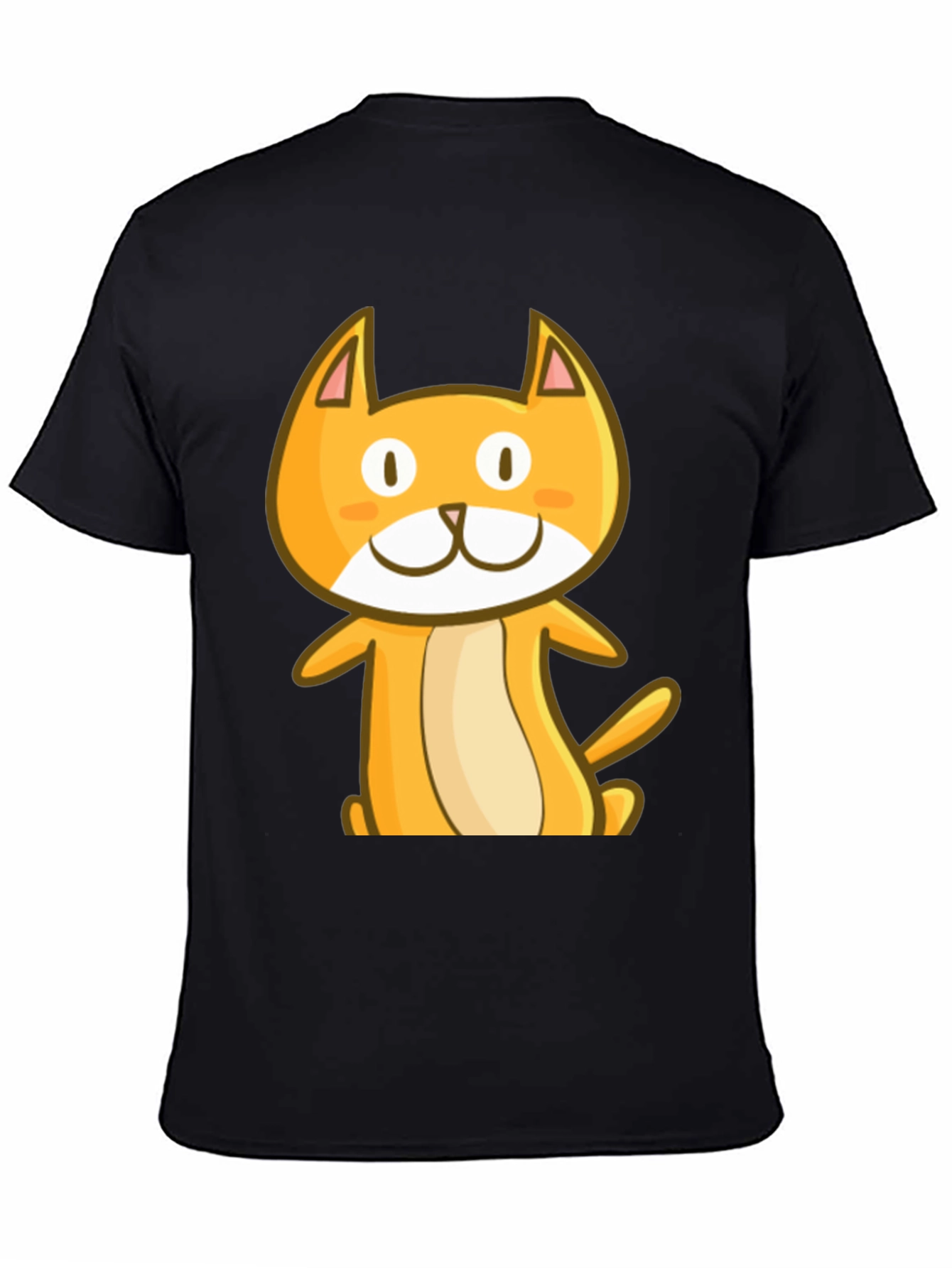 Cute Cartoon Cat Black T-Shirt