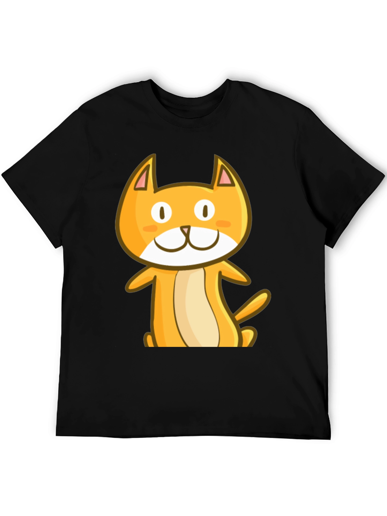 Cute Cartoon Cat Black T-Shirt