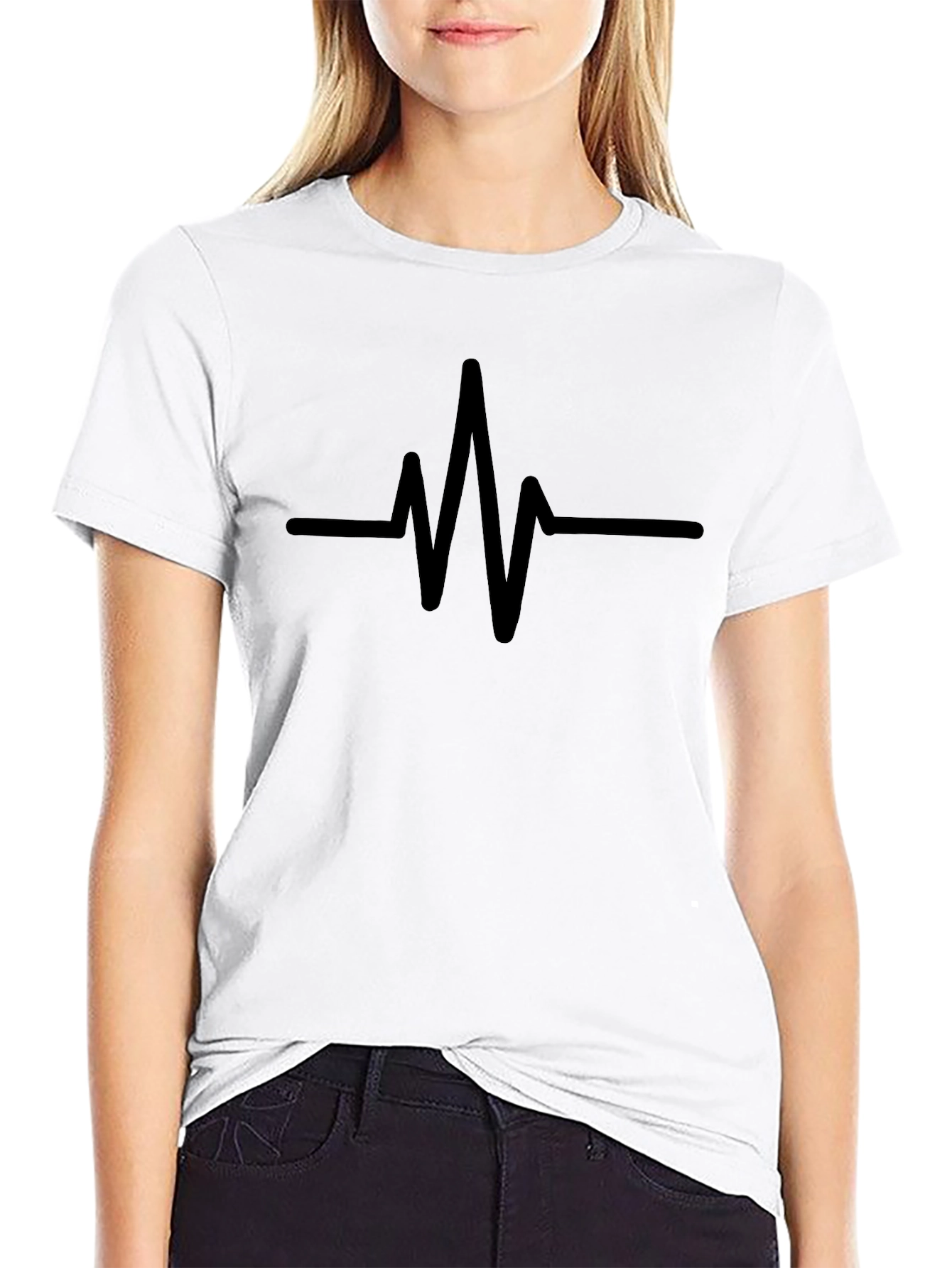 Heartbeat Pulse Black T-Shirt - Modern Graphic Tee
