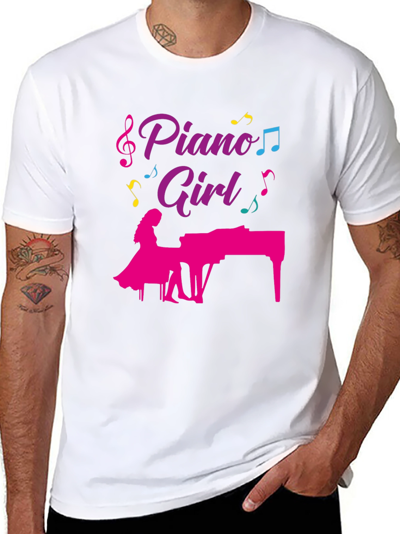 Piano Girl Graphic T-Shirt - Music Lover Tee
