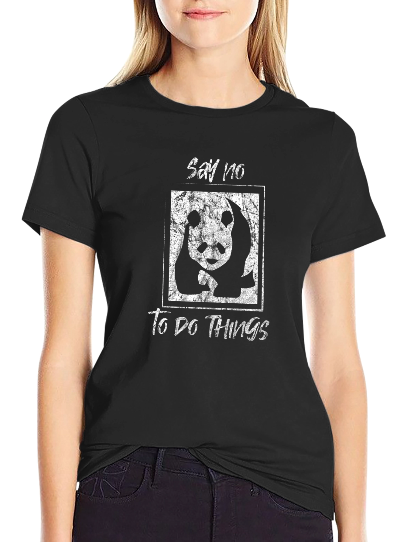 Say No To Do Things Panda Graphic T-Shirt