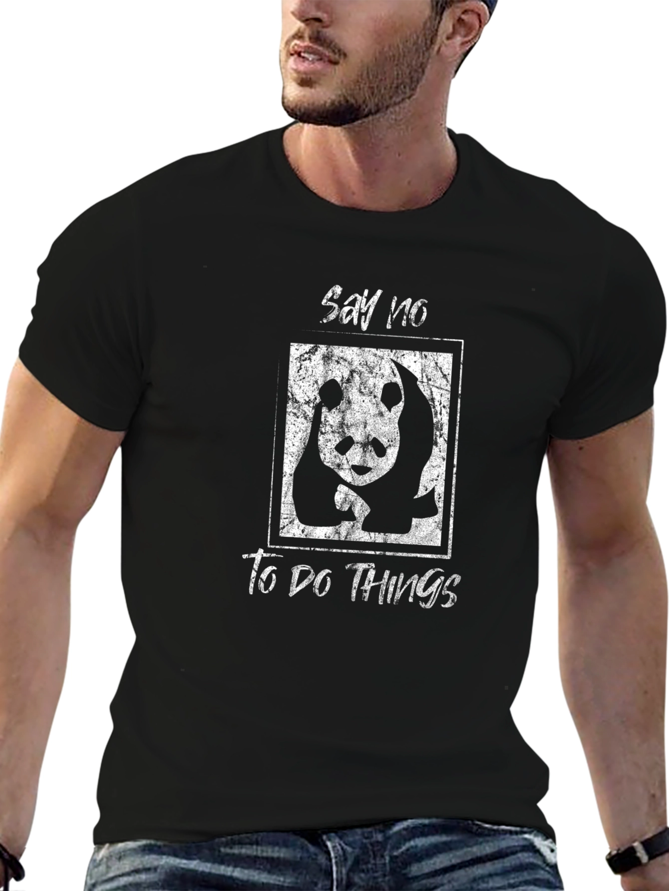 Say No To Do Things Panda Graphic T-Shirt