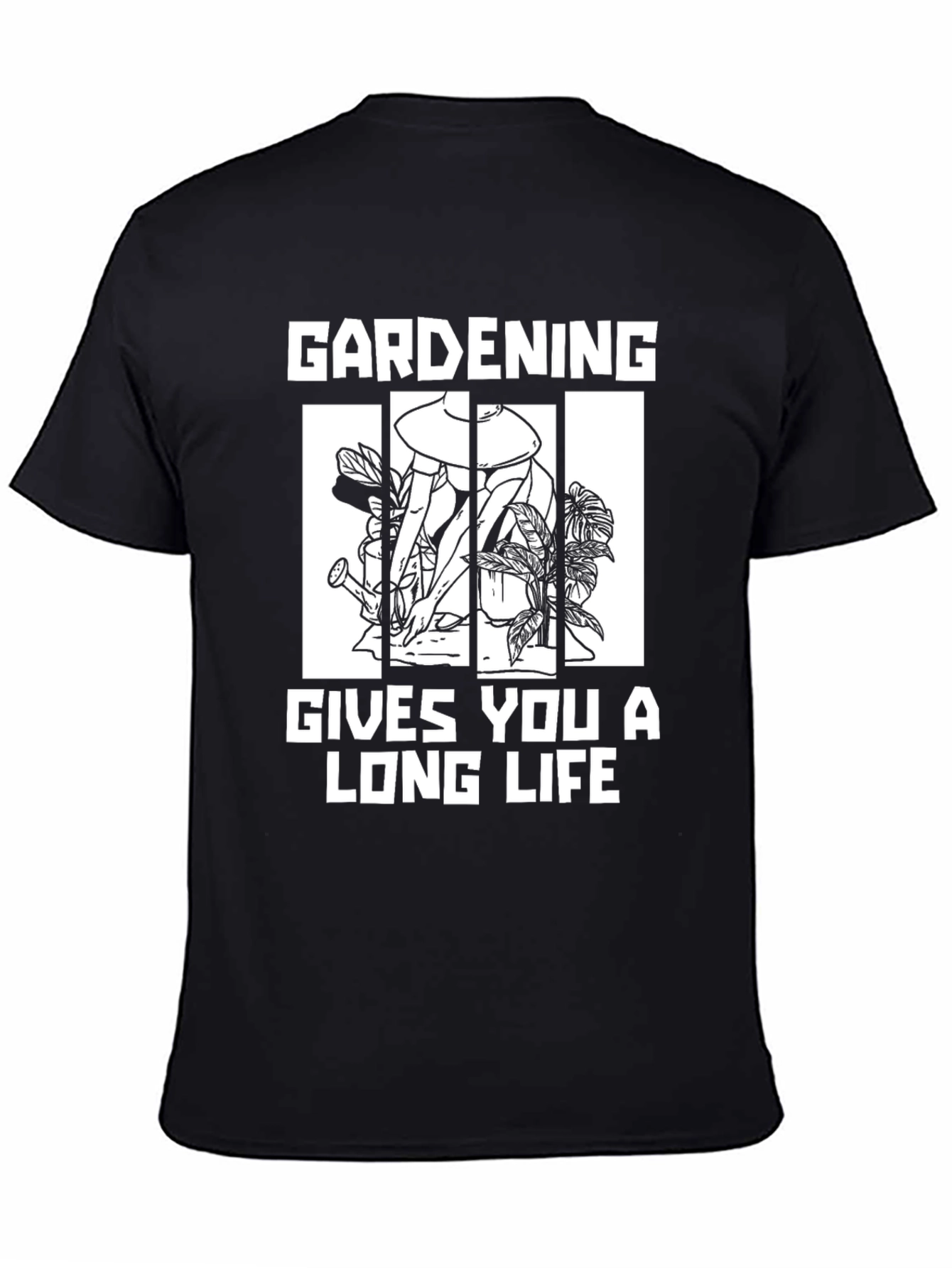Gardening Gives You A Long Life Black T-Shirt