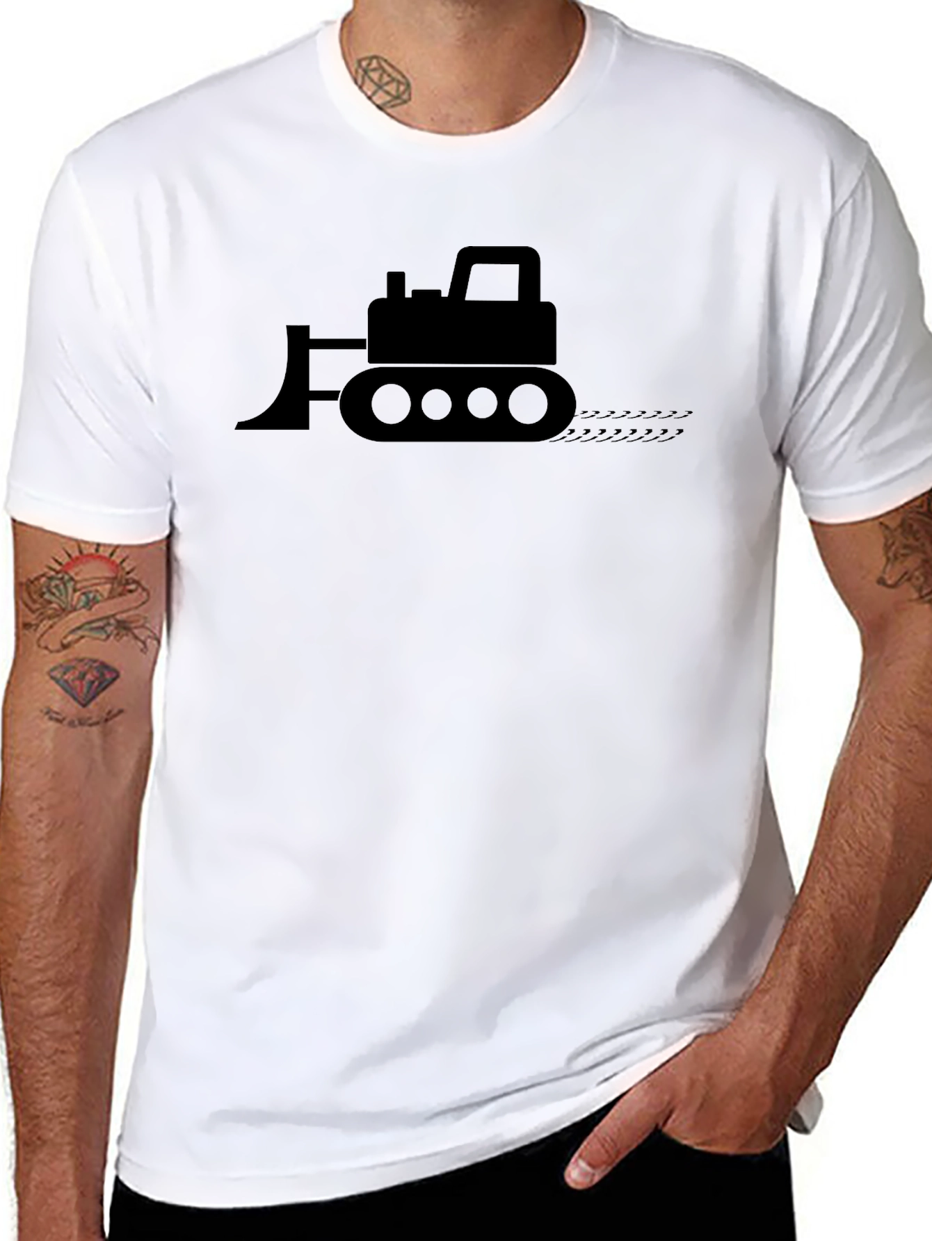 Bulldozer Graphic Tee - Black Cotton T-Shirt