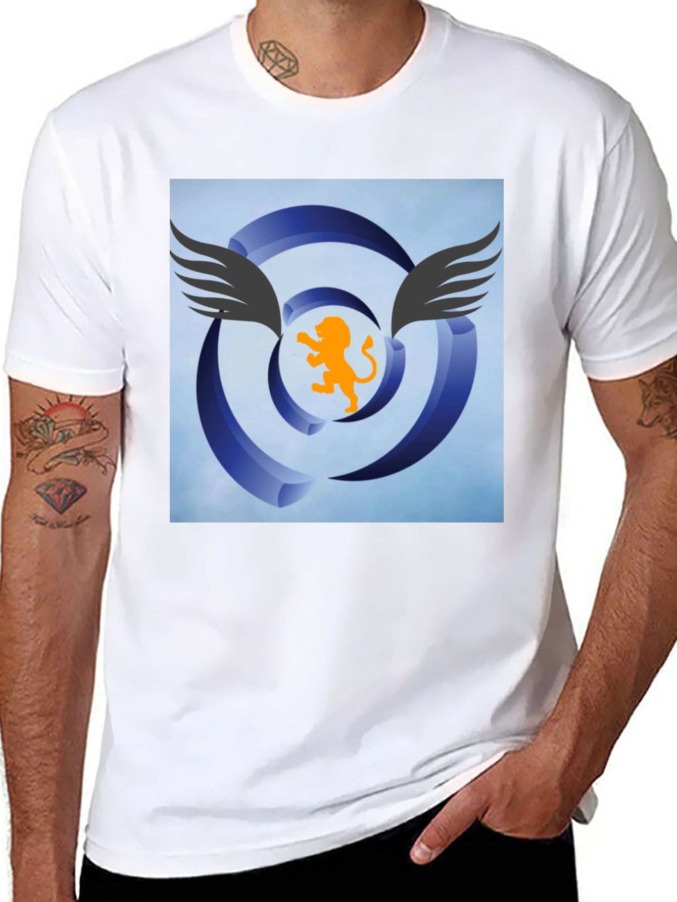 Winged Lion Graphic Tee - Stylish Black Cotton Shirt