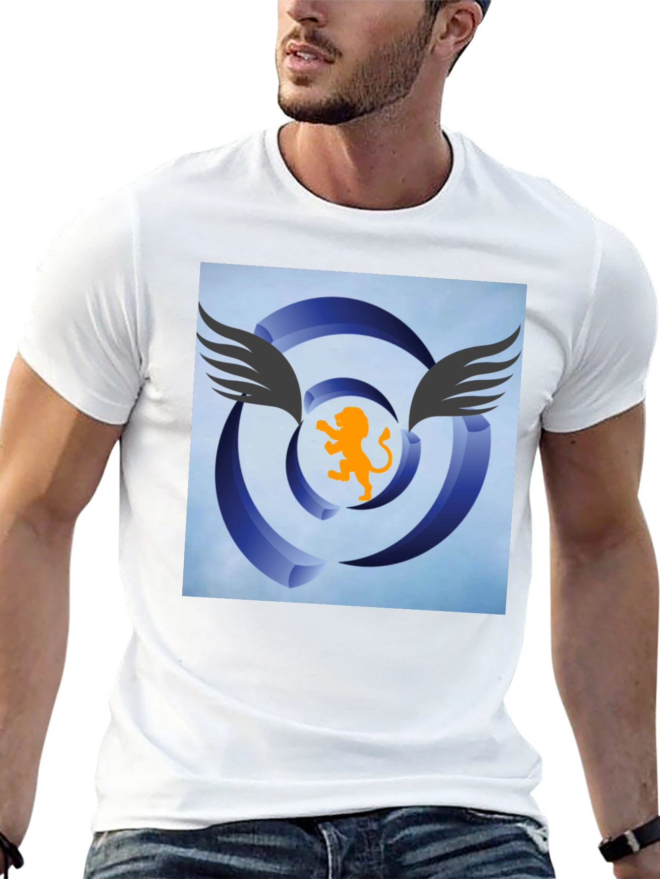 Winged Lion Graphic Tee - Stylish Black Cotton Shirt