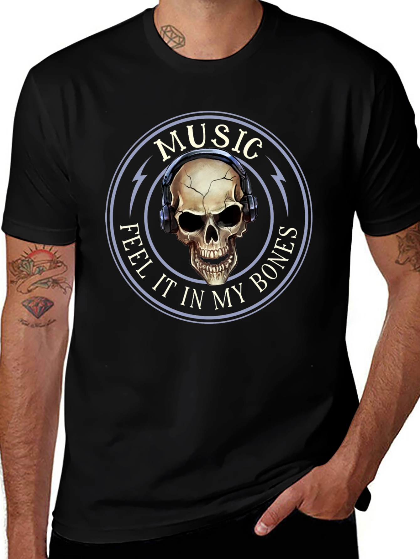 Music Feel It In My Bones Skull Tee