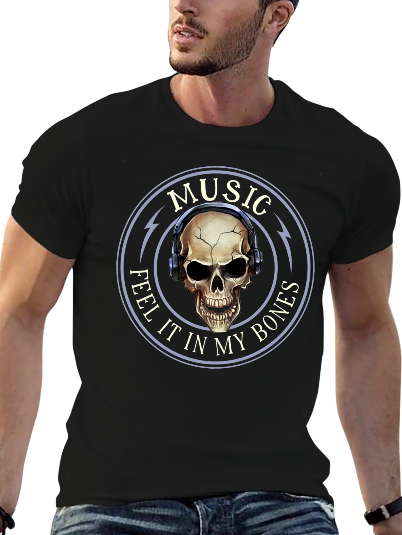 Music Feel It In My Bones Skull Tee