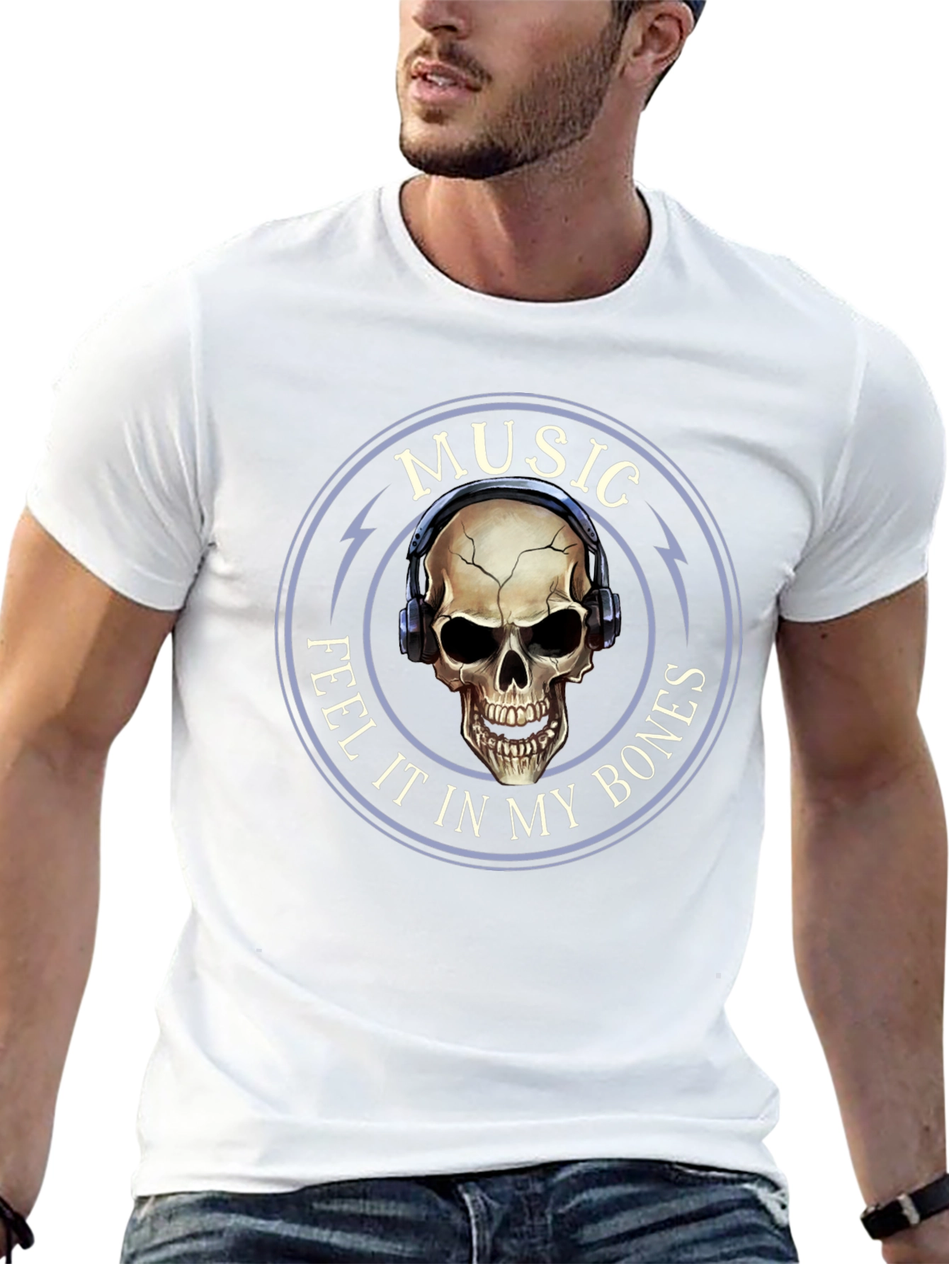 Music Feel It In My Bones Skull Tee