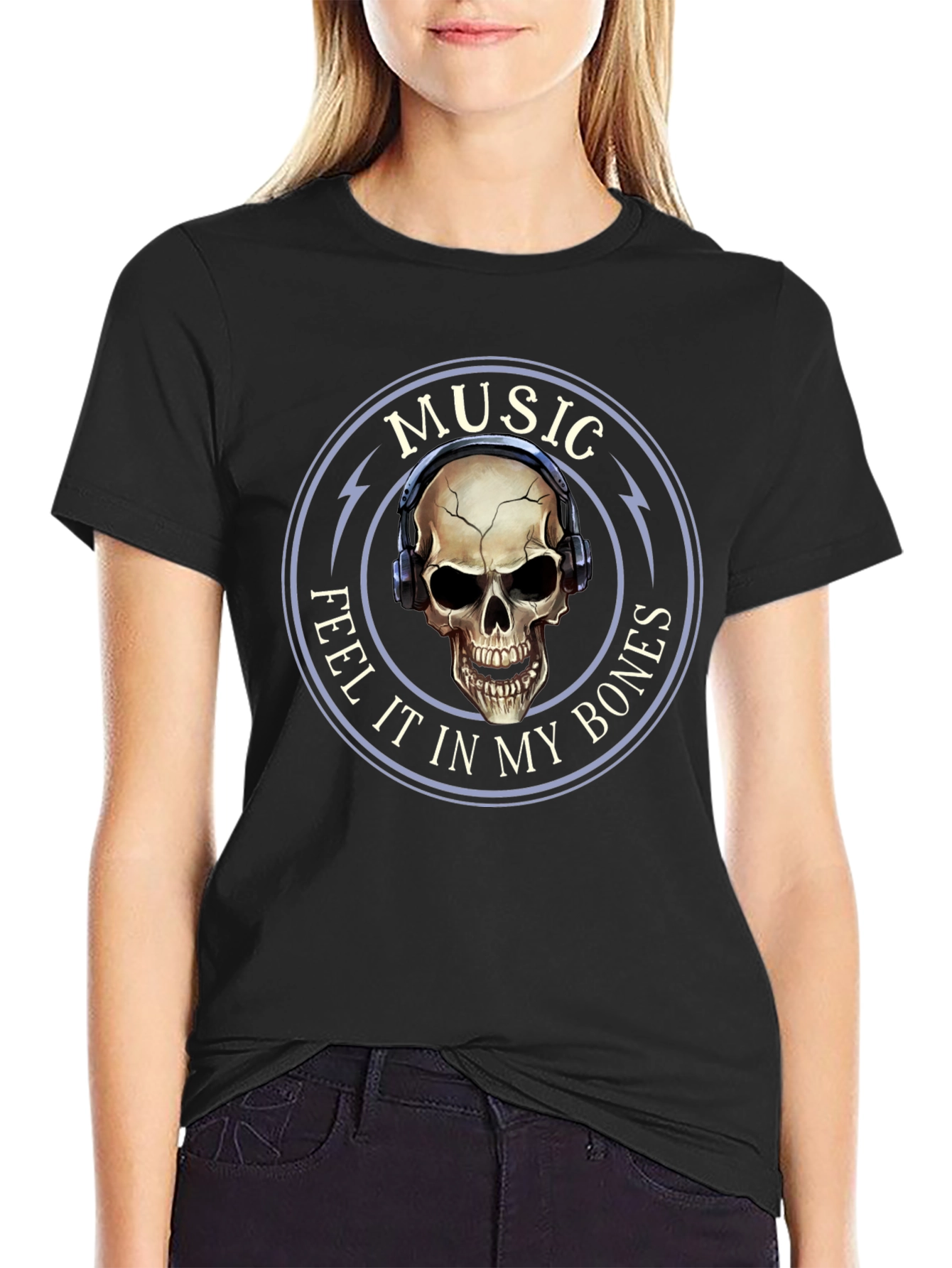Music Feel It In My Bones Skull Tee