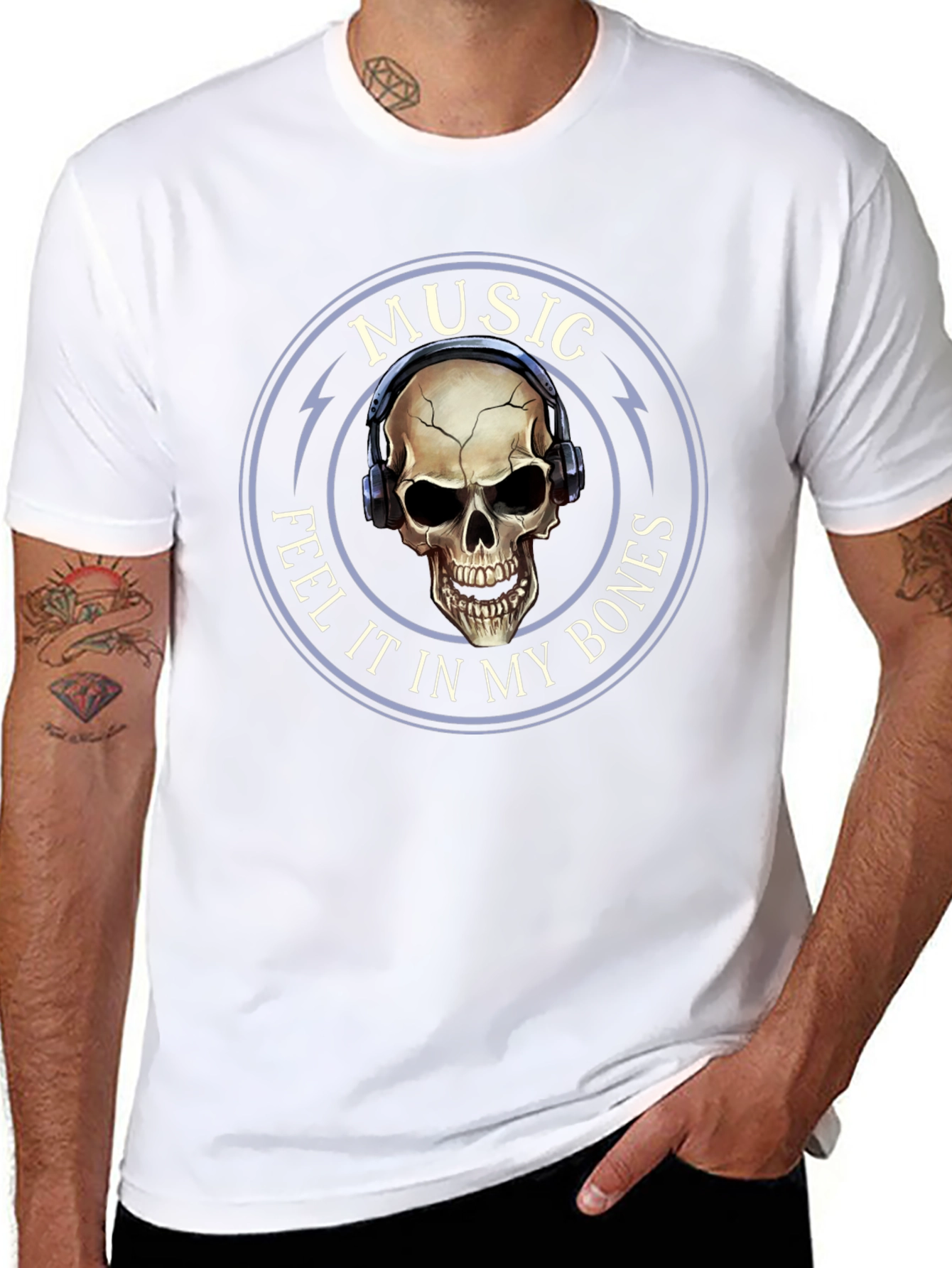 Music Feel It In My Bones Skull Tee