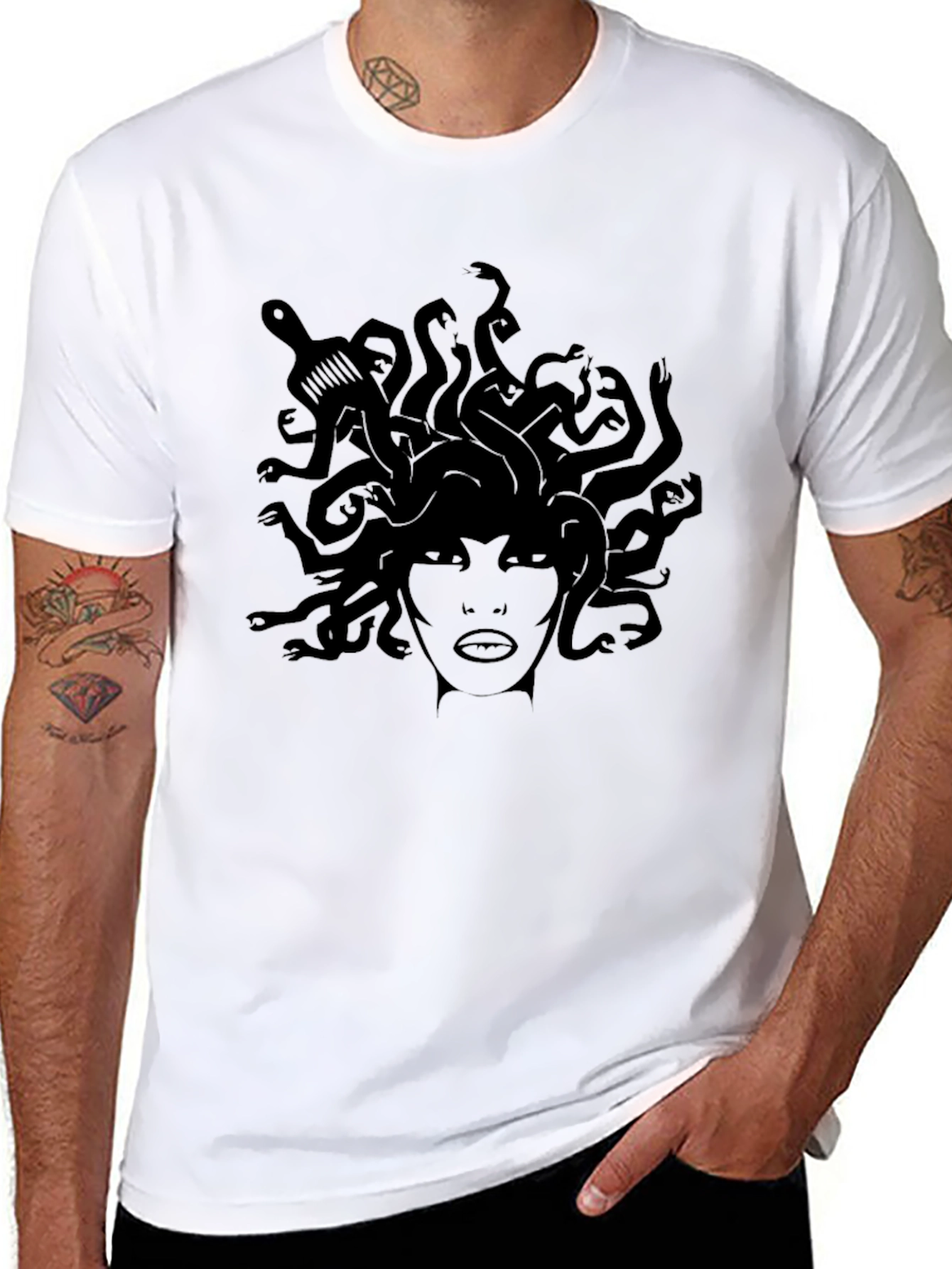Medusa Graphic Print Black T-Shirt
