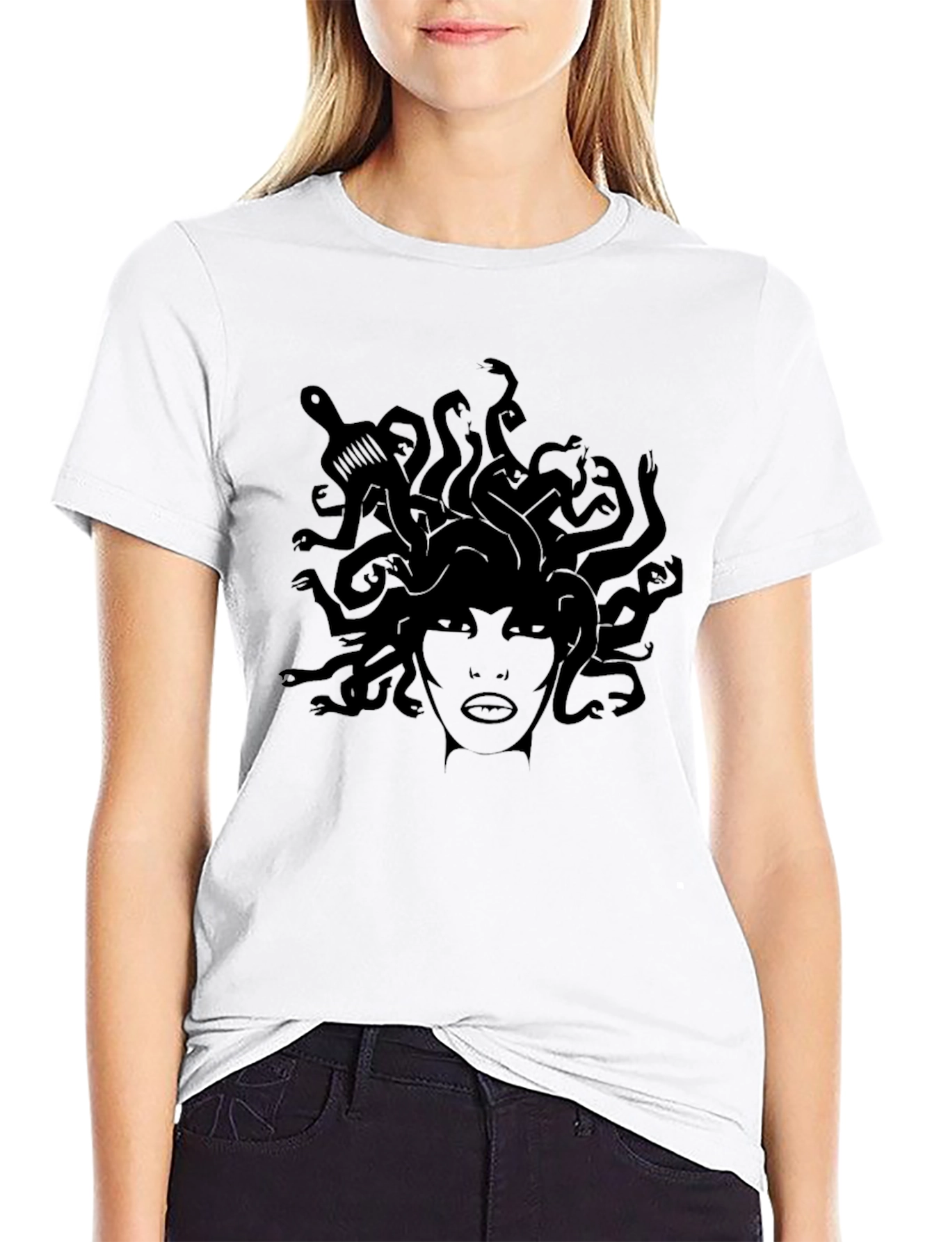 Medusa Graphic Print Black T-Shirt