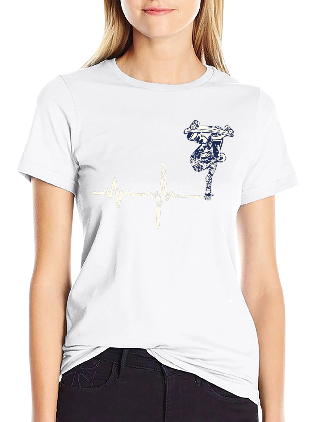 Skater Heartbeat Black T-Shirt