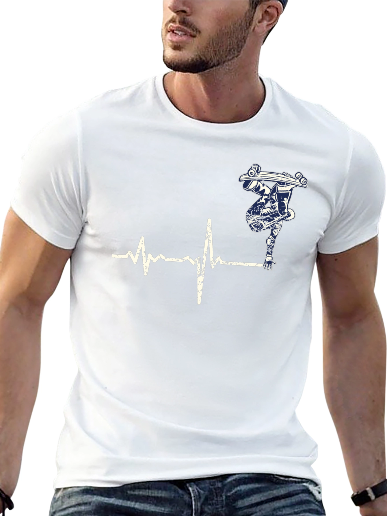 Skater Heartbeat Black T-Shirt