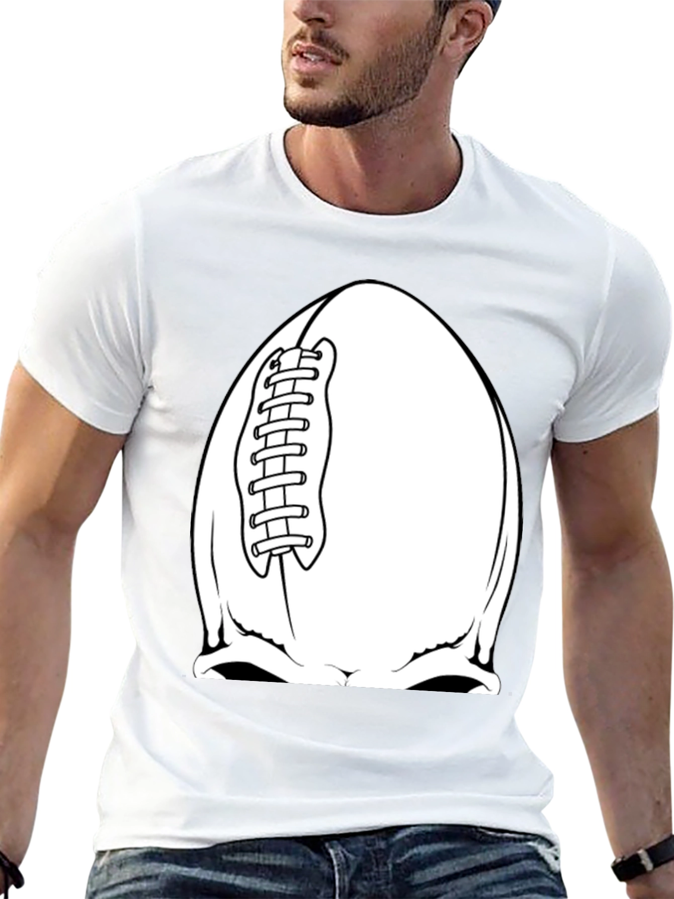 Football Skull Graphic Tee - Black T-Shirt