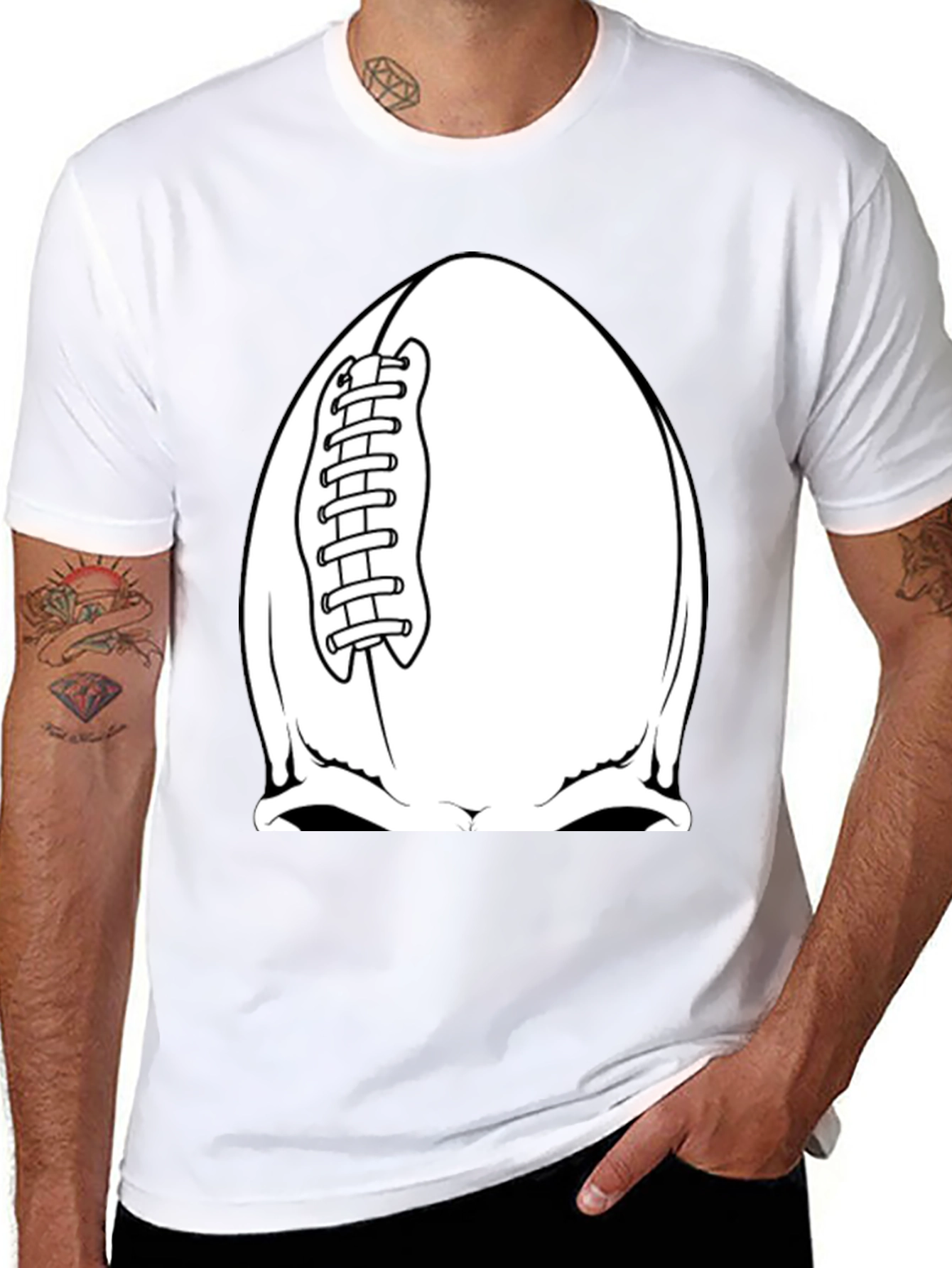 Football Skull Graphic Tee - Black T-Shirt