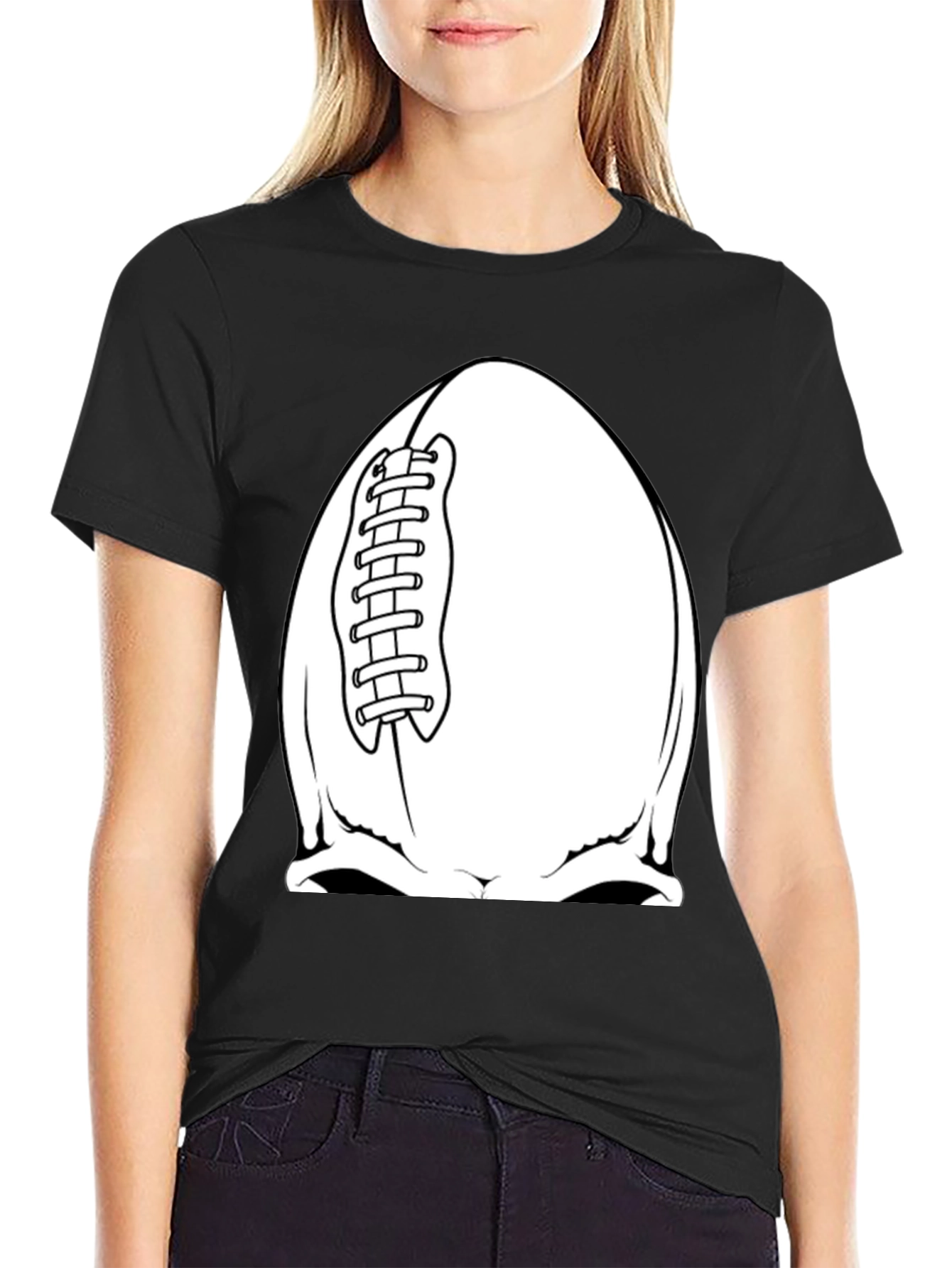 Football Skull Graphic Tee - Black T-Shirt