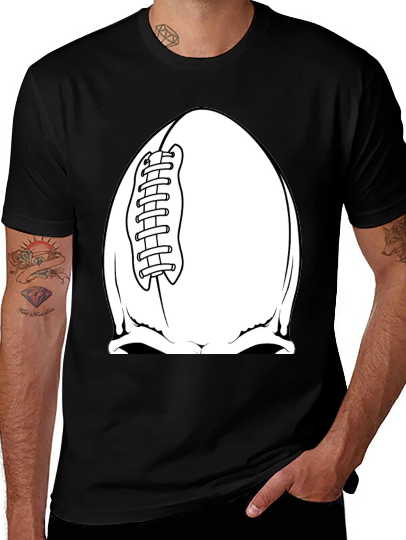 Football Skull Graphic Tee - Black T-Shirt