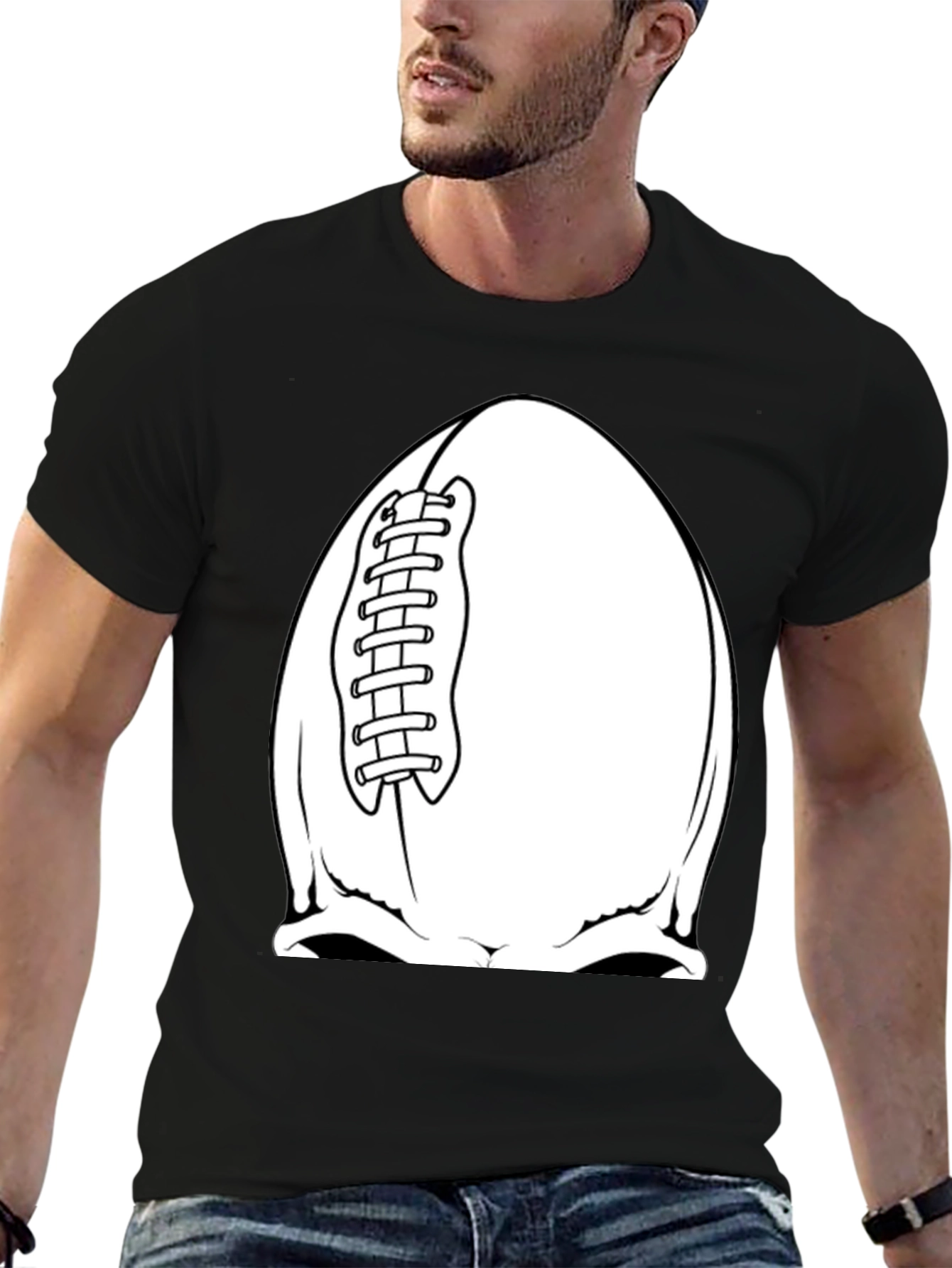 Football Skull Graphic Tee - Black T-Shirt
