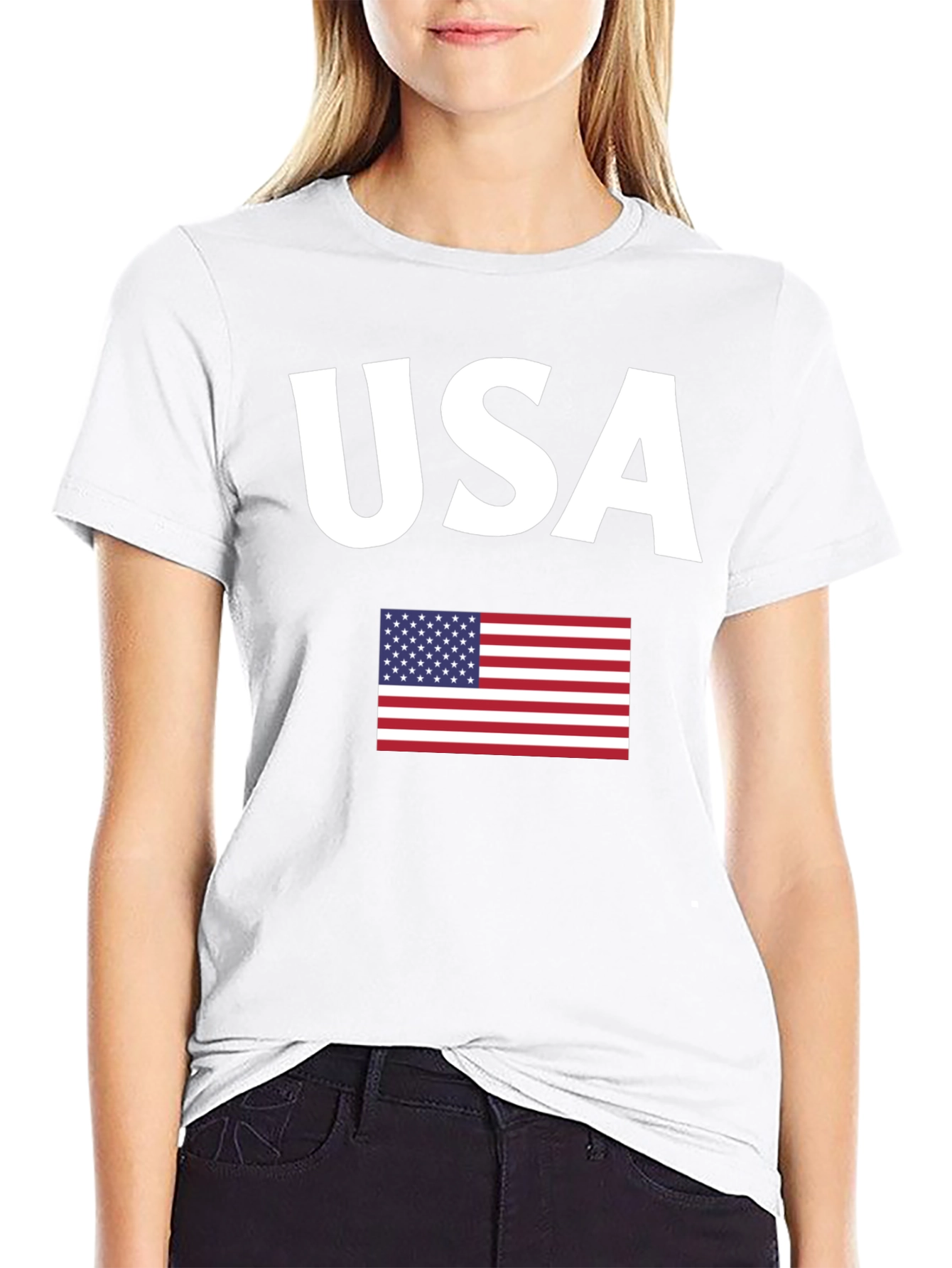 USA Flag Graphic Black T-Shirt