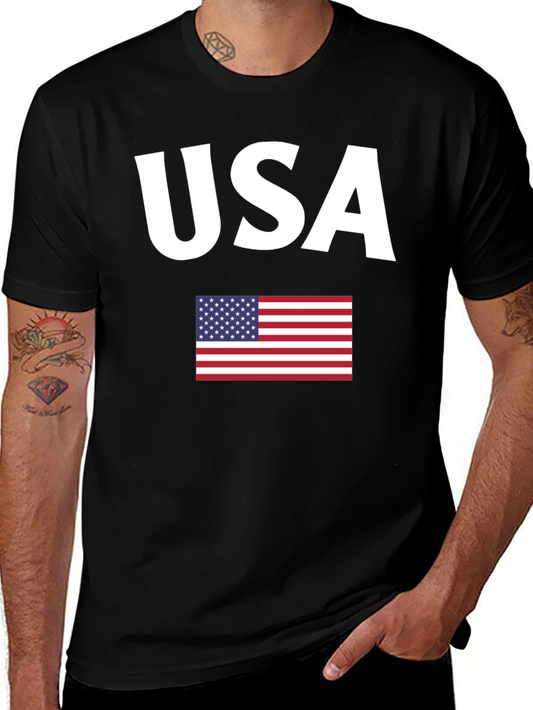 USA Flag Graphic Black T-Shirt