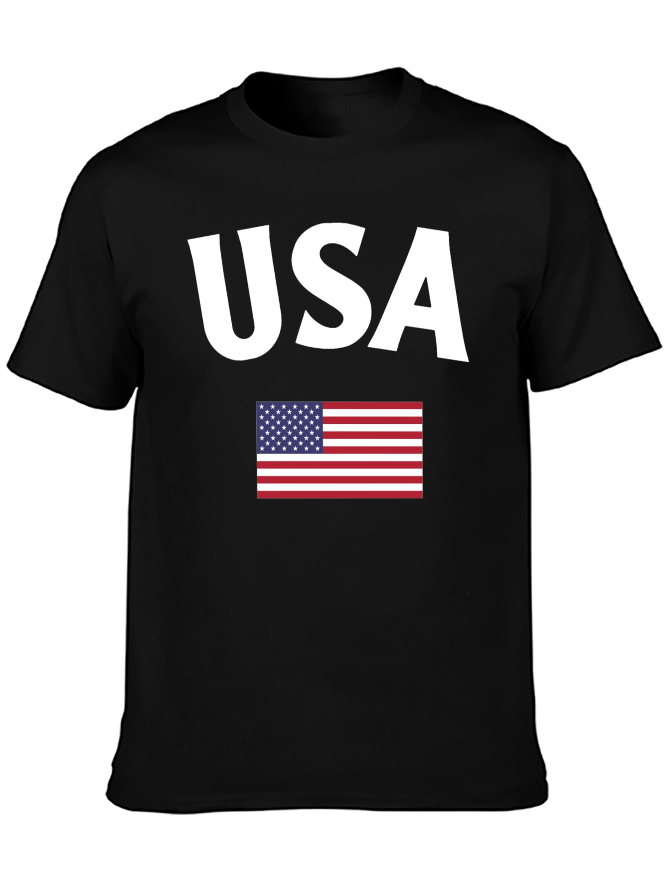 USA Flag Graphic Black T-Shirt