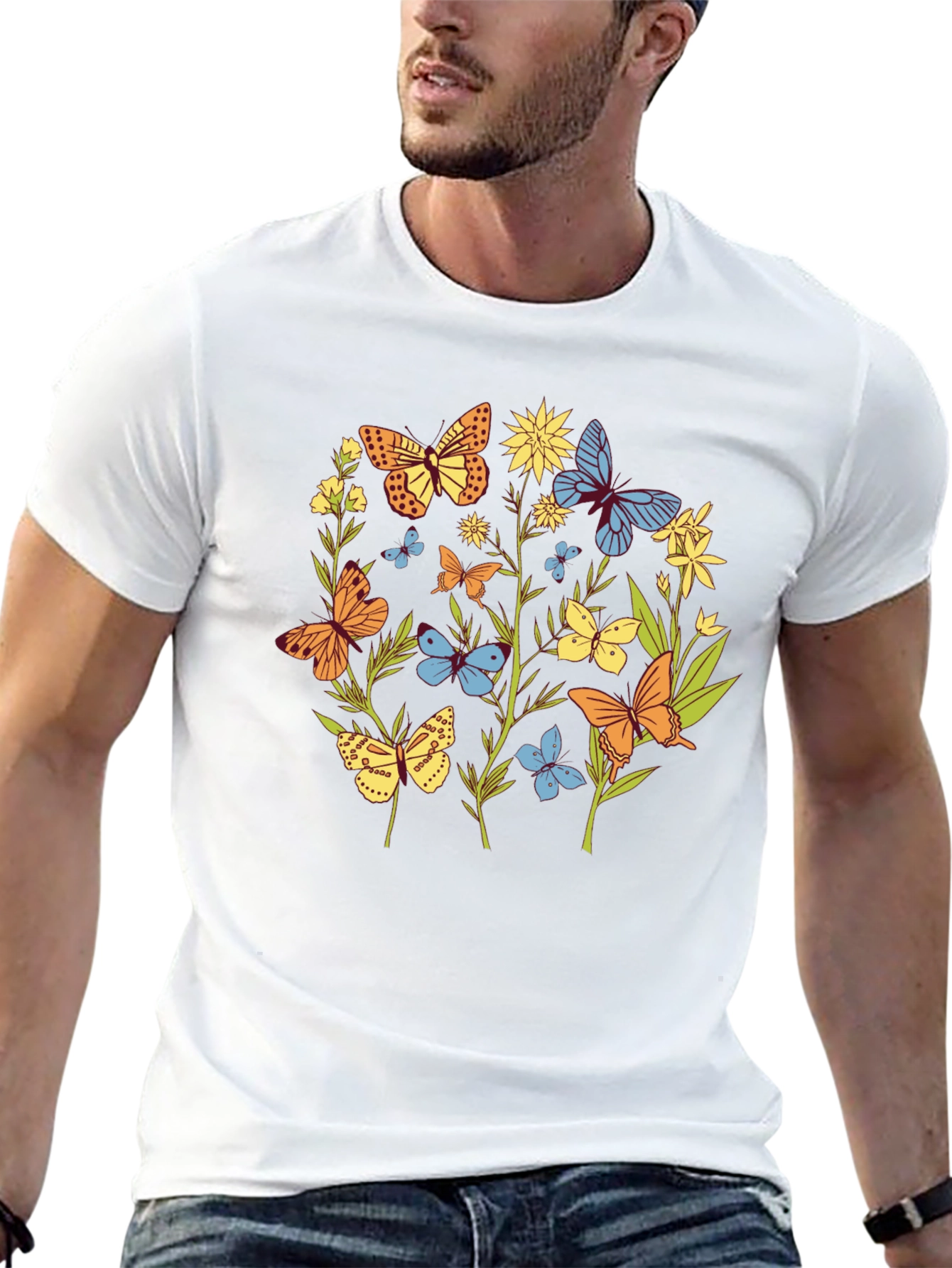Butterfly Garden Graphic Tee - Stylish Unisex Shirt