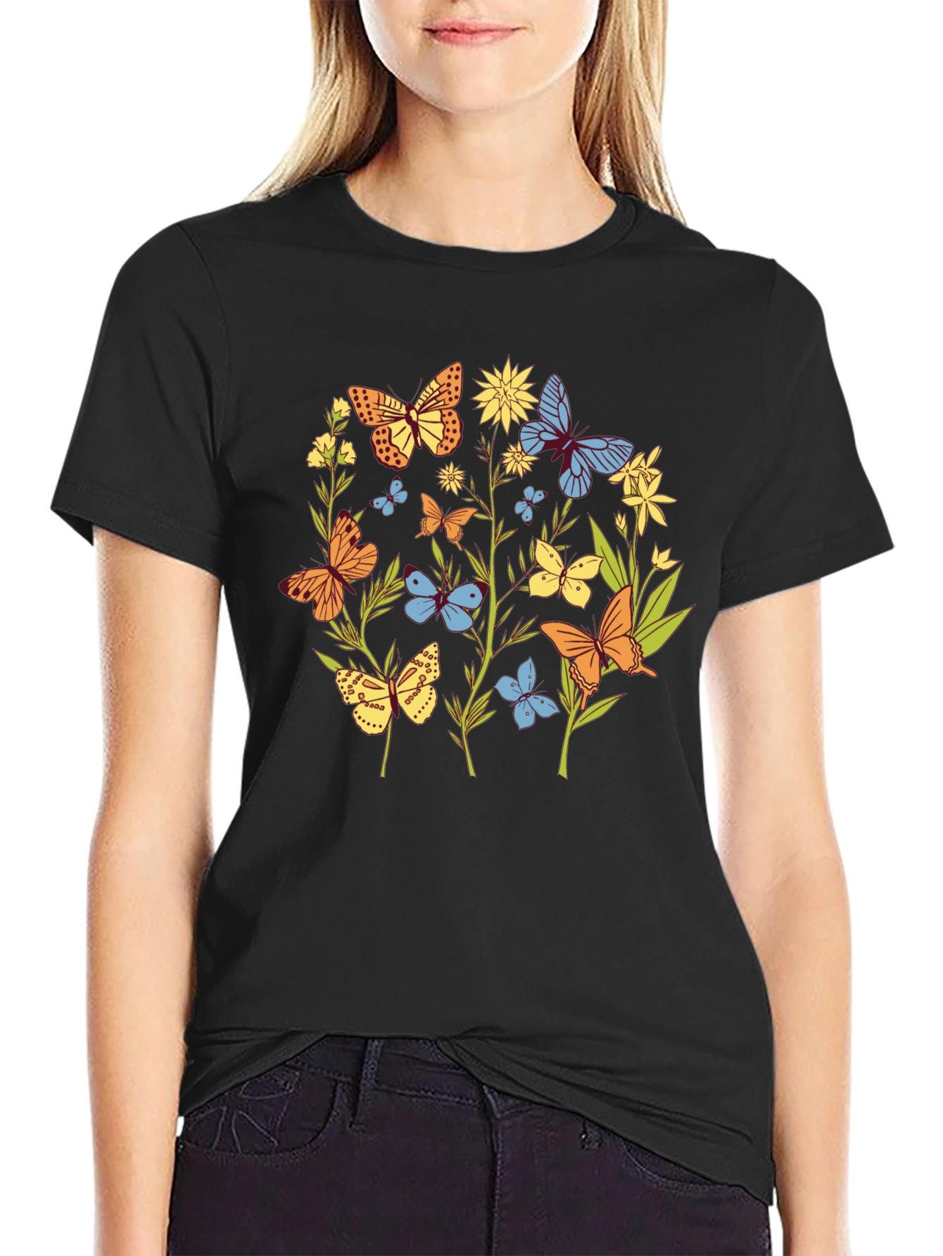 Butterfly Garden Graphic Tee - Stylish Unisex Shirt