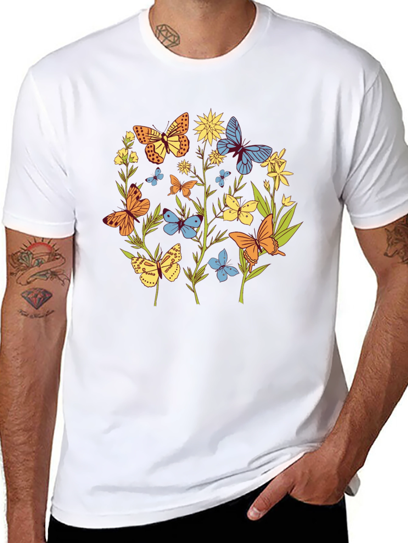 Butterfly Garden Graphic Tee - Stylish Unisex Shirt