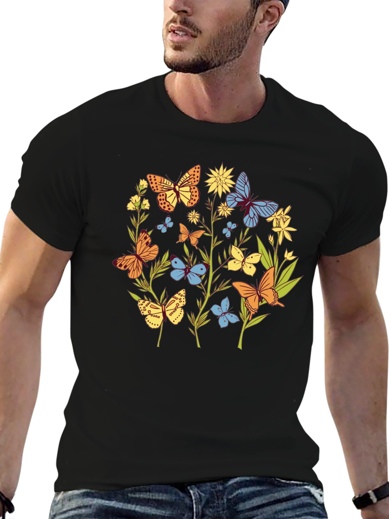 Butterfly Garden Graphic Tee - Stylish Unisex Shirt