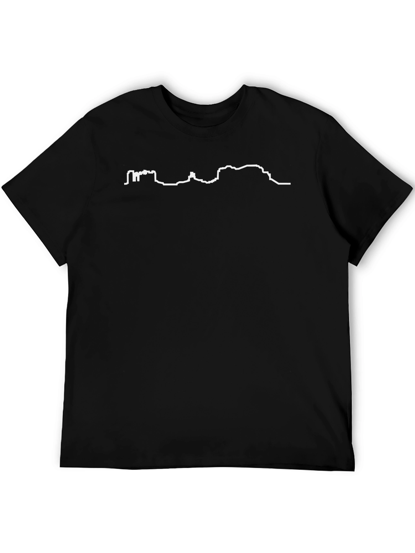 Black T-Shirt with White Skyline Graphic