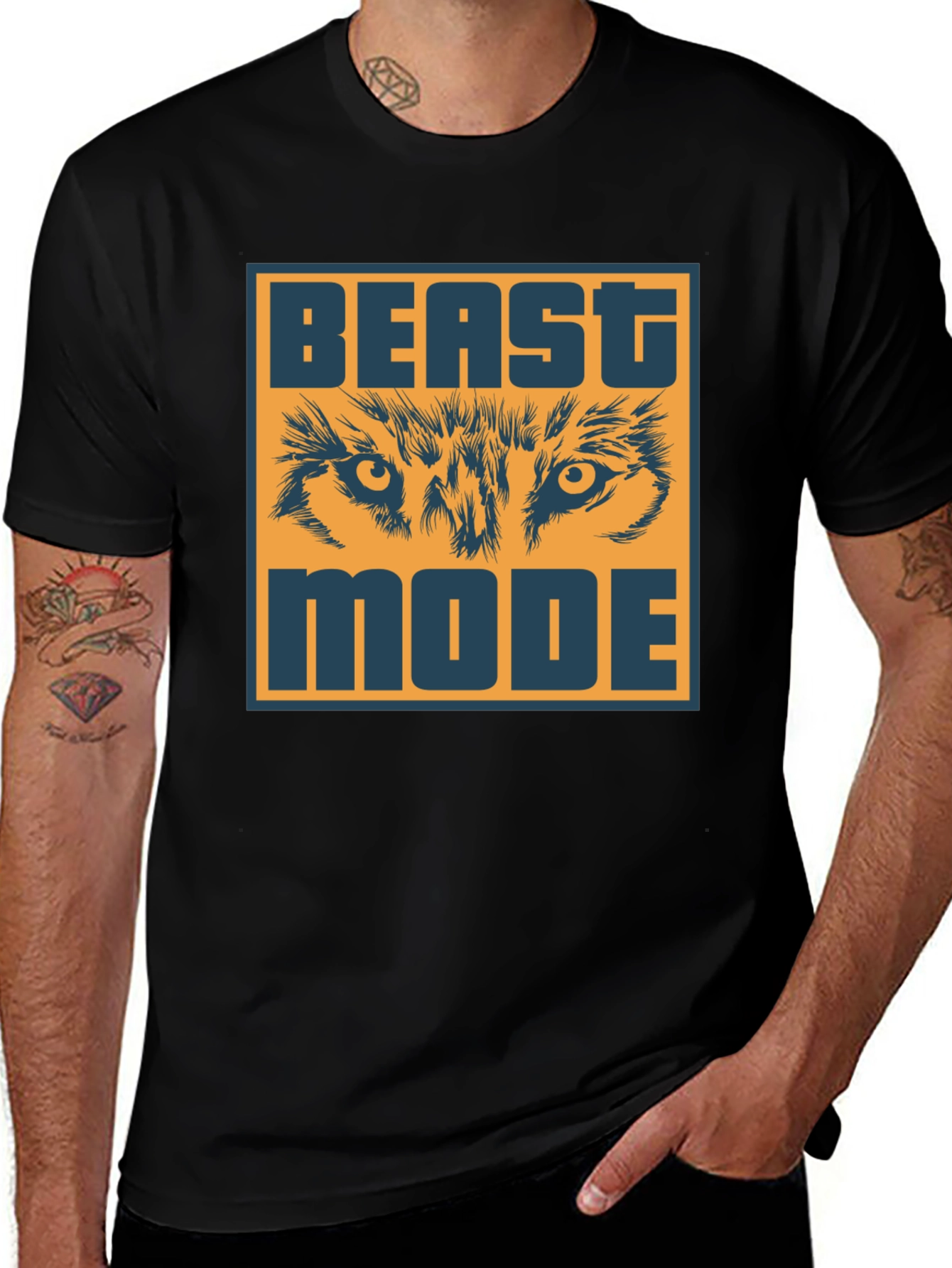 Beast Mode Graphic Tee - Wolf Eyes Design