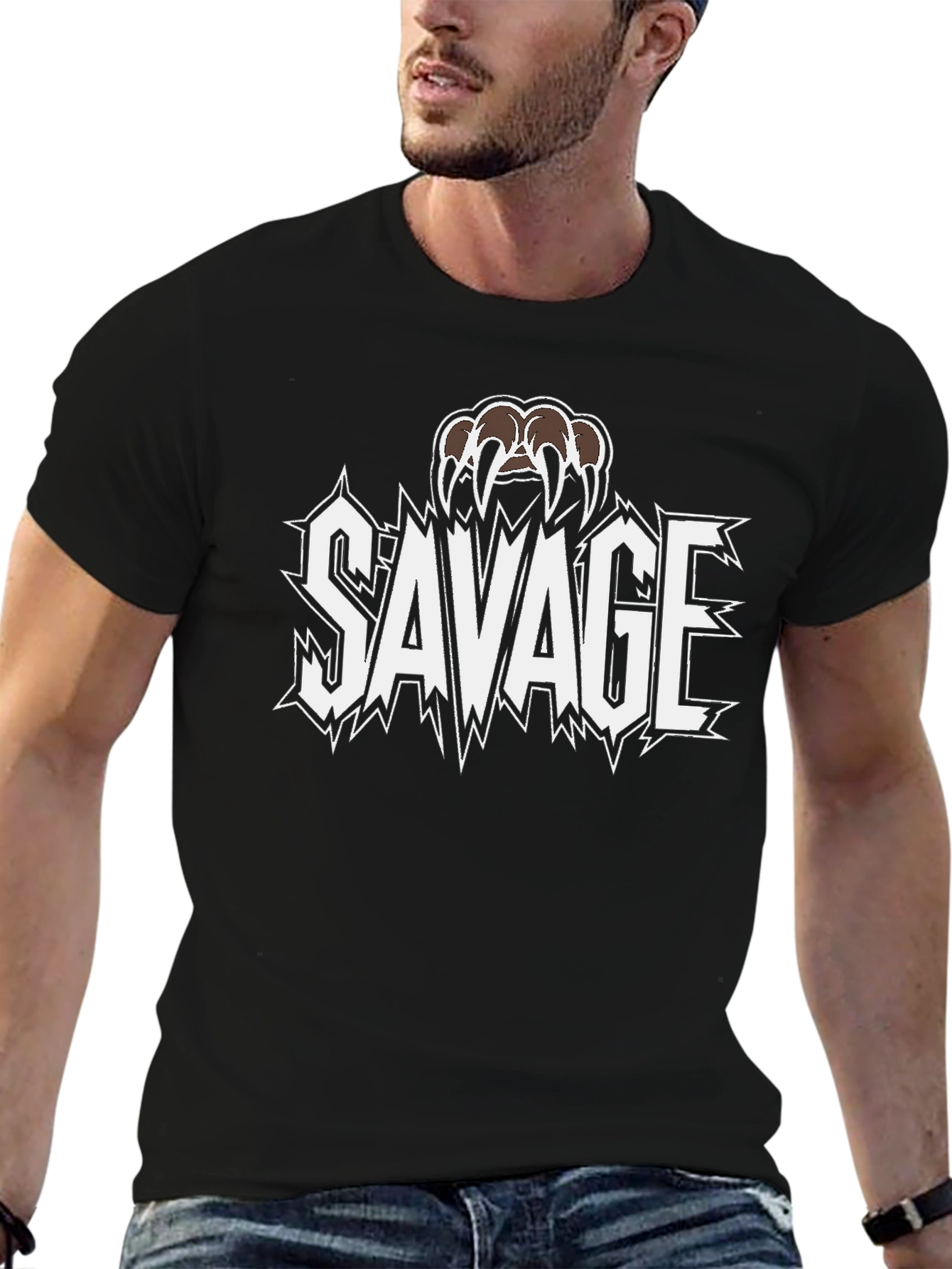 Savage Claw Graphic Print Black T-Shirt