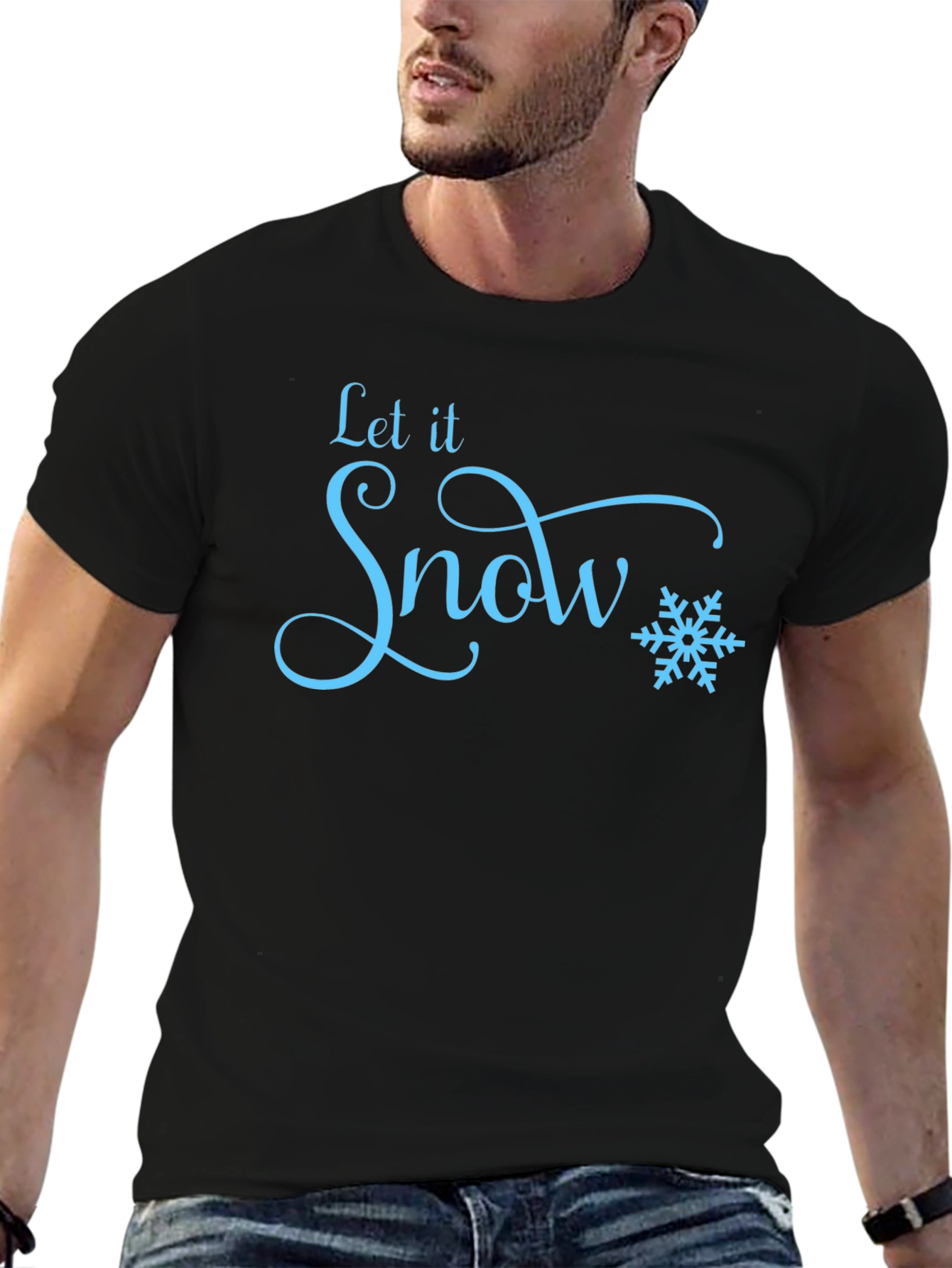 Let It Snow Black T-Shirt - Winter Holiday Apparel