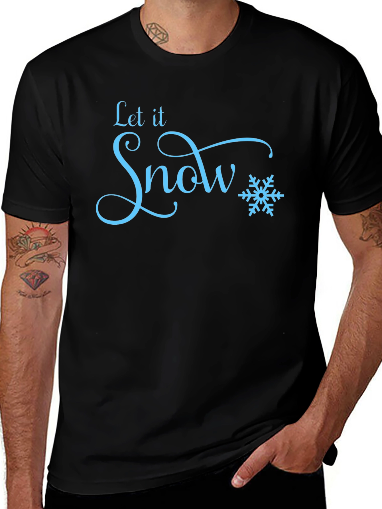 Let It Snow Black T-Shirt - Winter Holiday Apparel