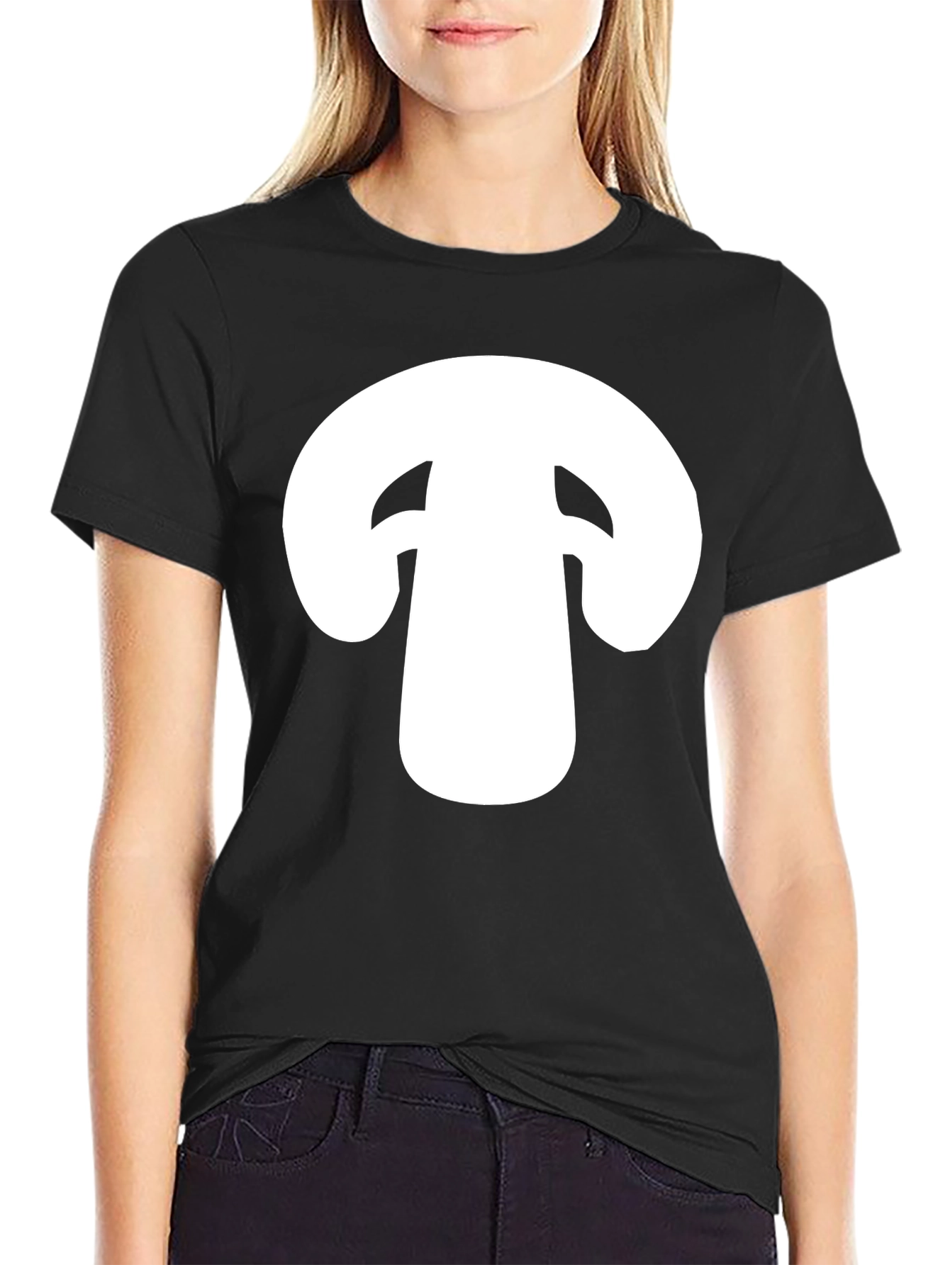 Mushroom Graphic Tee - Black Cotton T-Shirt