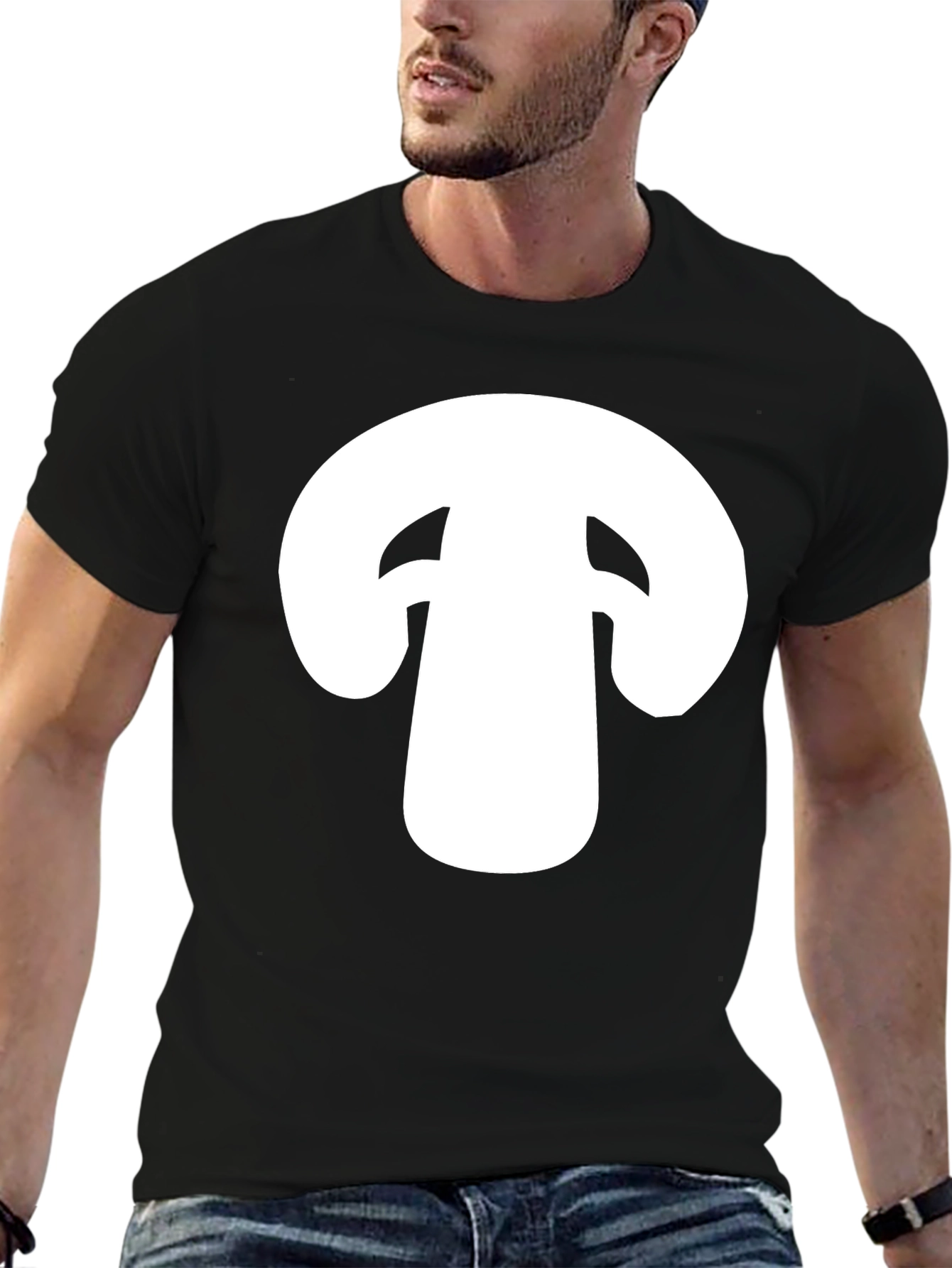 Mushroom Graphic Tee - Black Cotton T-Shirt