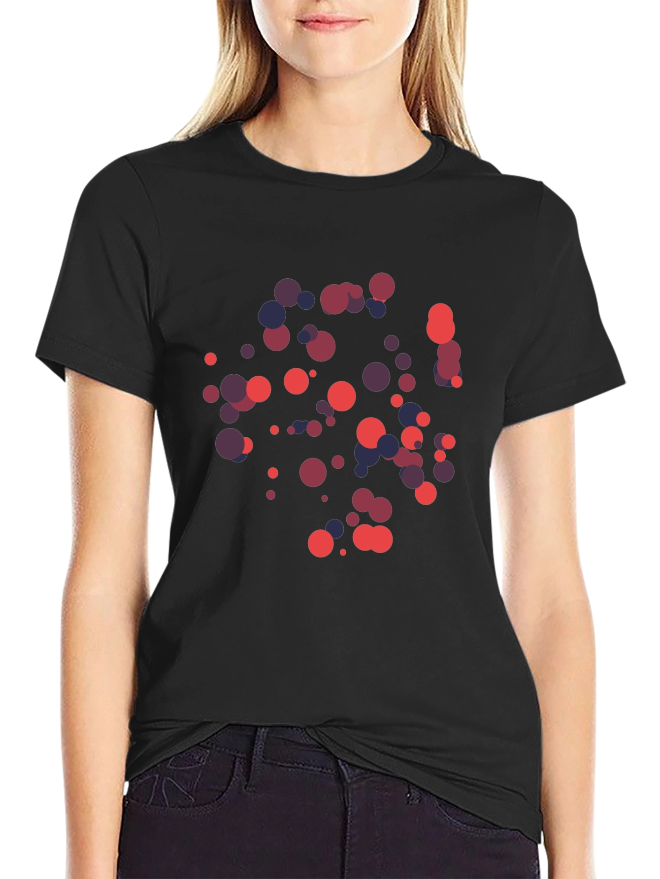 Modern Abstract Dot Pattern Black T-Shirt